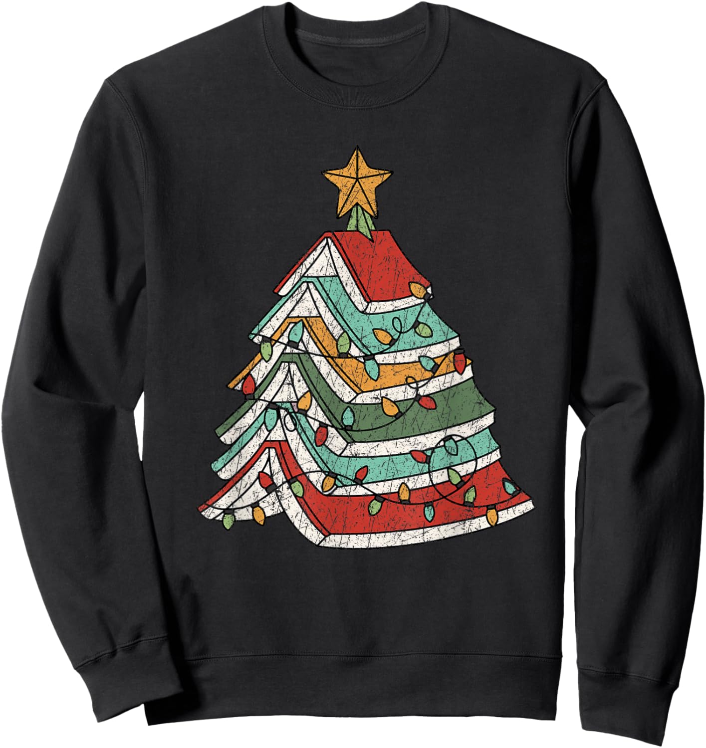Book Christmas Tree For Librarians Book Lovers Sweatshirt - Sweatshirt | Black