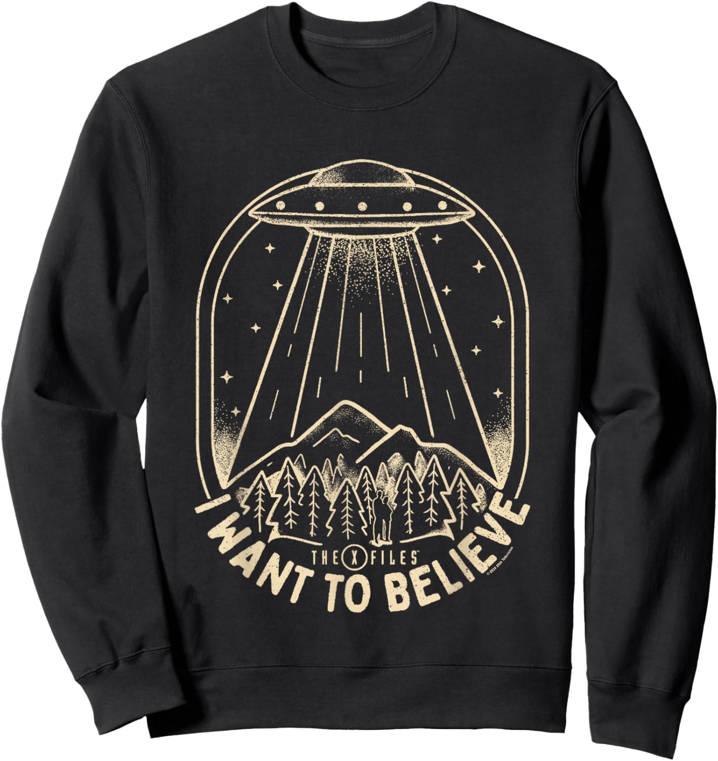 X-Files Iconic UFO I Want To Believe Distressed Silhouette Sweatshirt - Sweatshirt | Black