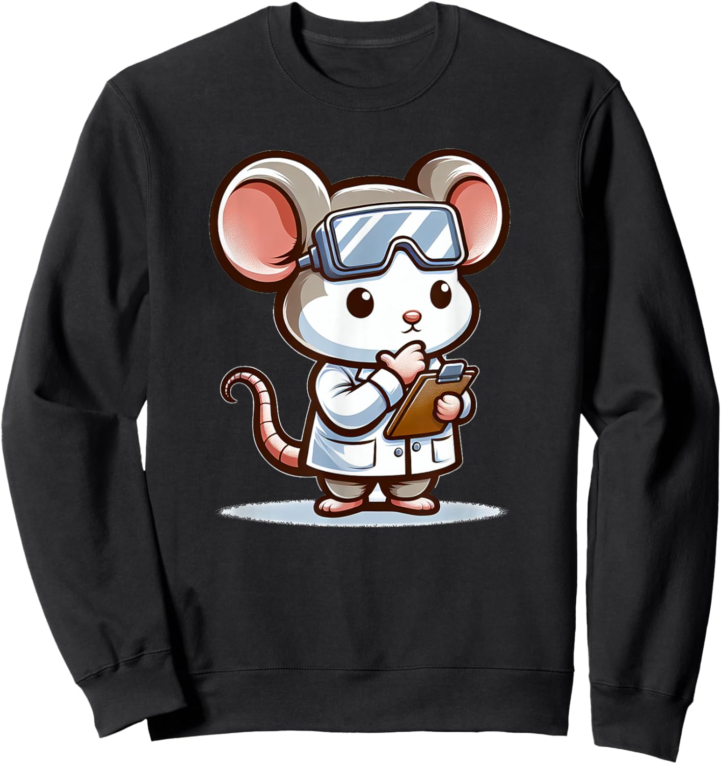 Cute Mouse Scientist Sweatshirt - Sweatshirt | Black
