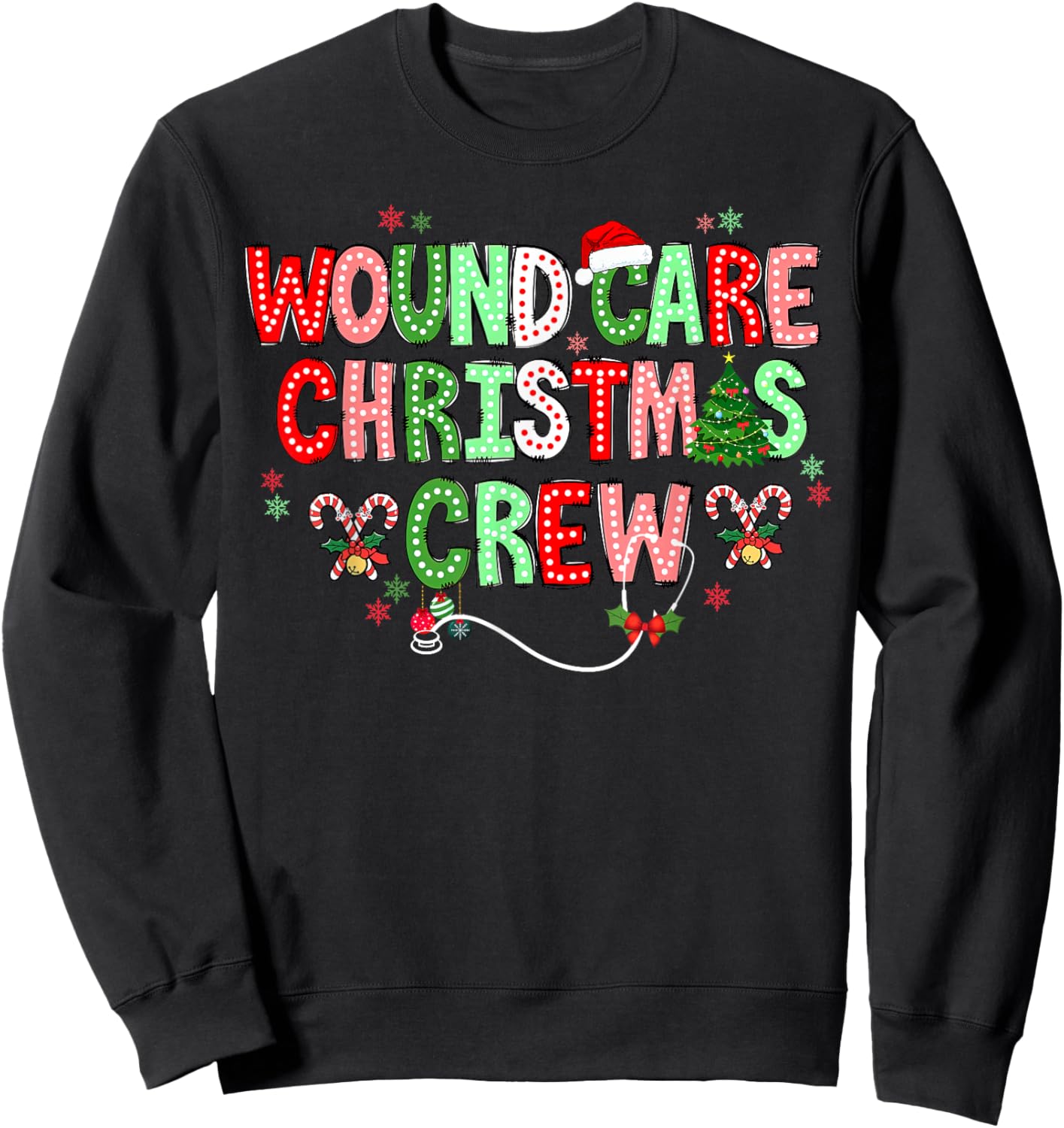 Christmas Wound Care Nurse Crew Wound Nursing NP RN Xmas Sweatshirt - Sweatshirt | Black