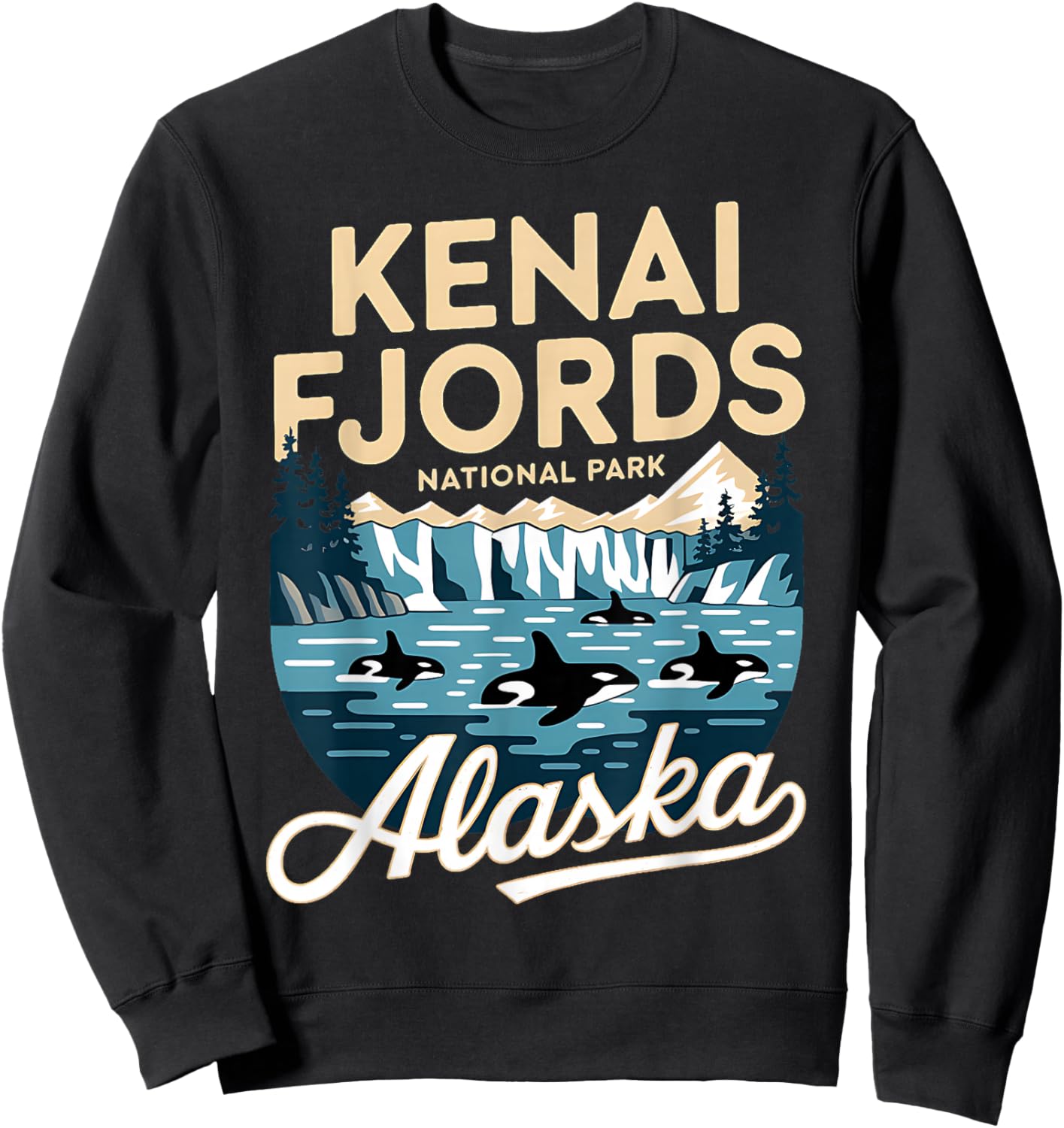 Explore Whale Orca Kenai Fjords National Park Alaska Sweatshirt - Sweatshirt | Black
