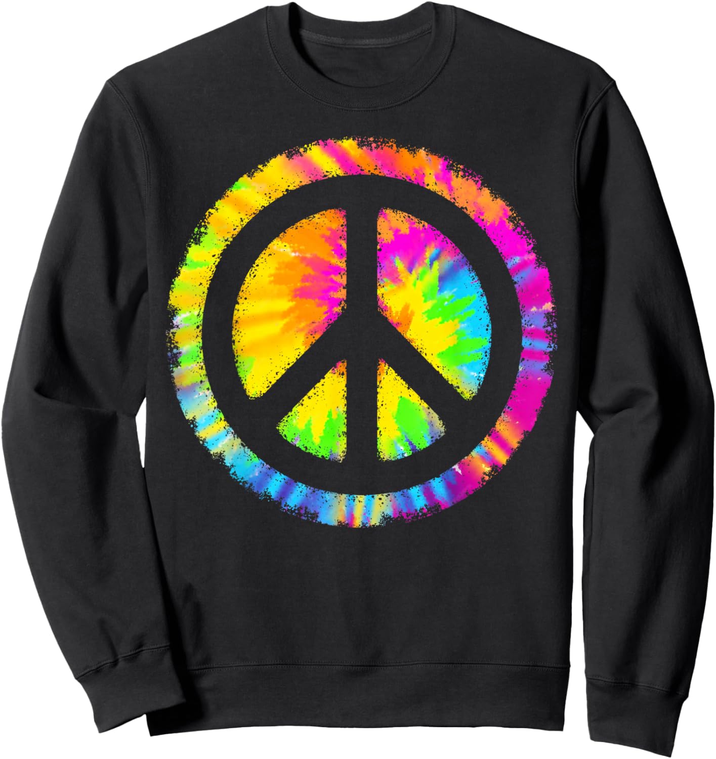 Tie-Dye Peace Sign Hippie Sweatshirt - Sweatshirt | Black
