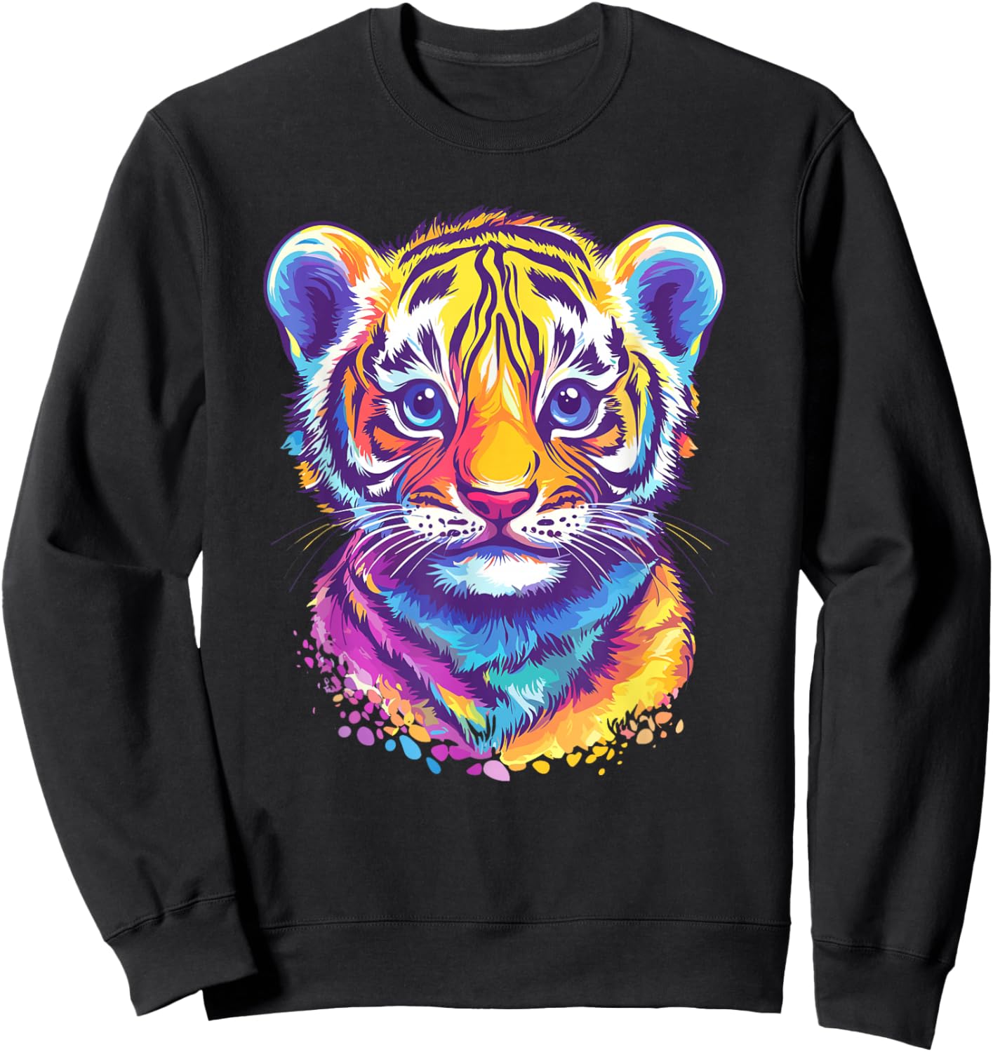 Colorful Tiger Cub Vibrant Colors Sweatshirt - Sweatshirt | Black