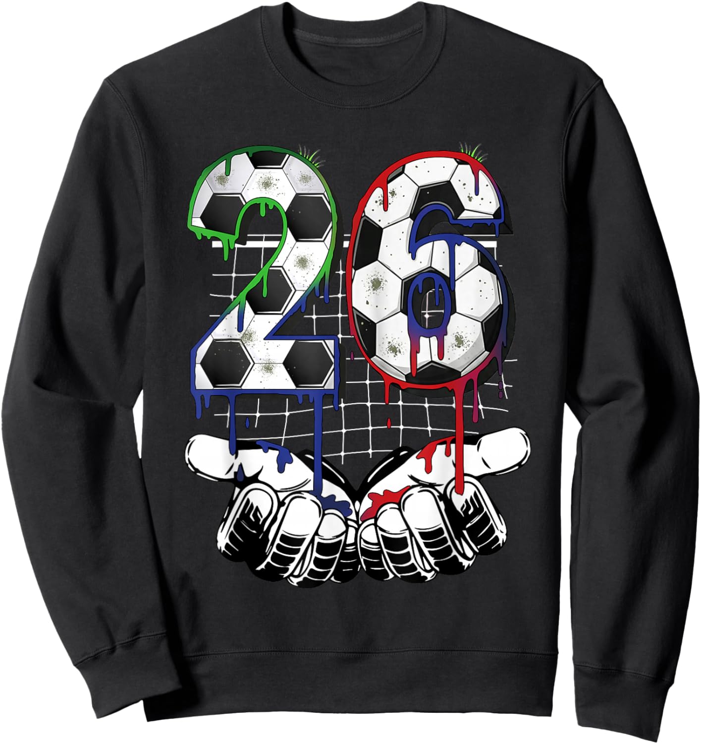 Soccer Ice Cream Drip Number 26 Soccer Player 2026 Sports Sweatshirt - Sweatshirt | Black