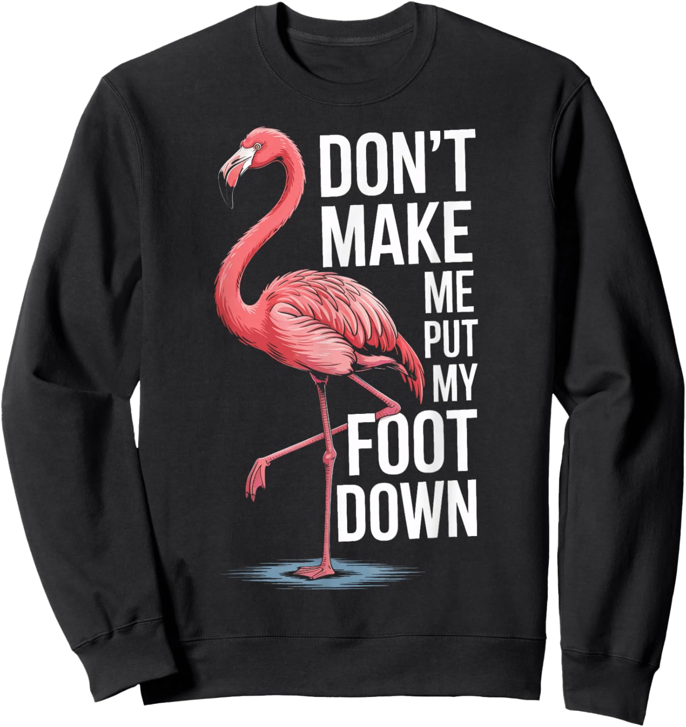 Flamingo Dont Make Me Put My Foot Down Sweatshirt - Sweatshirt | Black