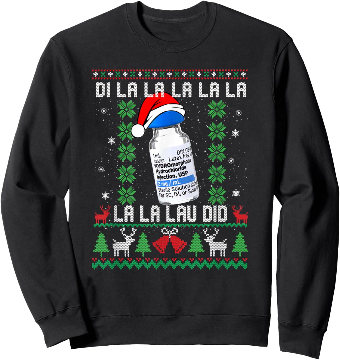 Funny Medical Worker Ugly Christmas Design Sweatshirt - Sweatshirt | Black