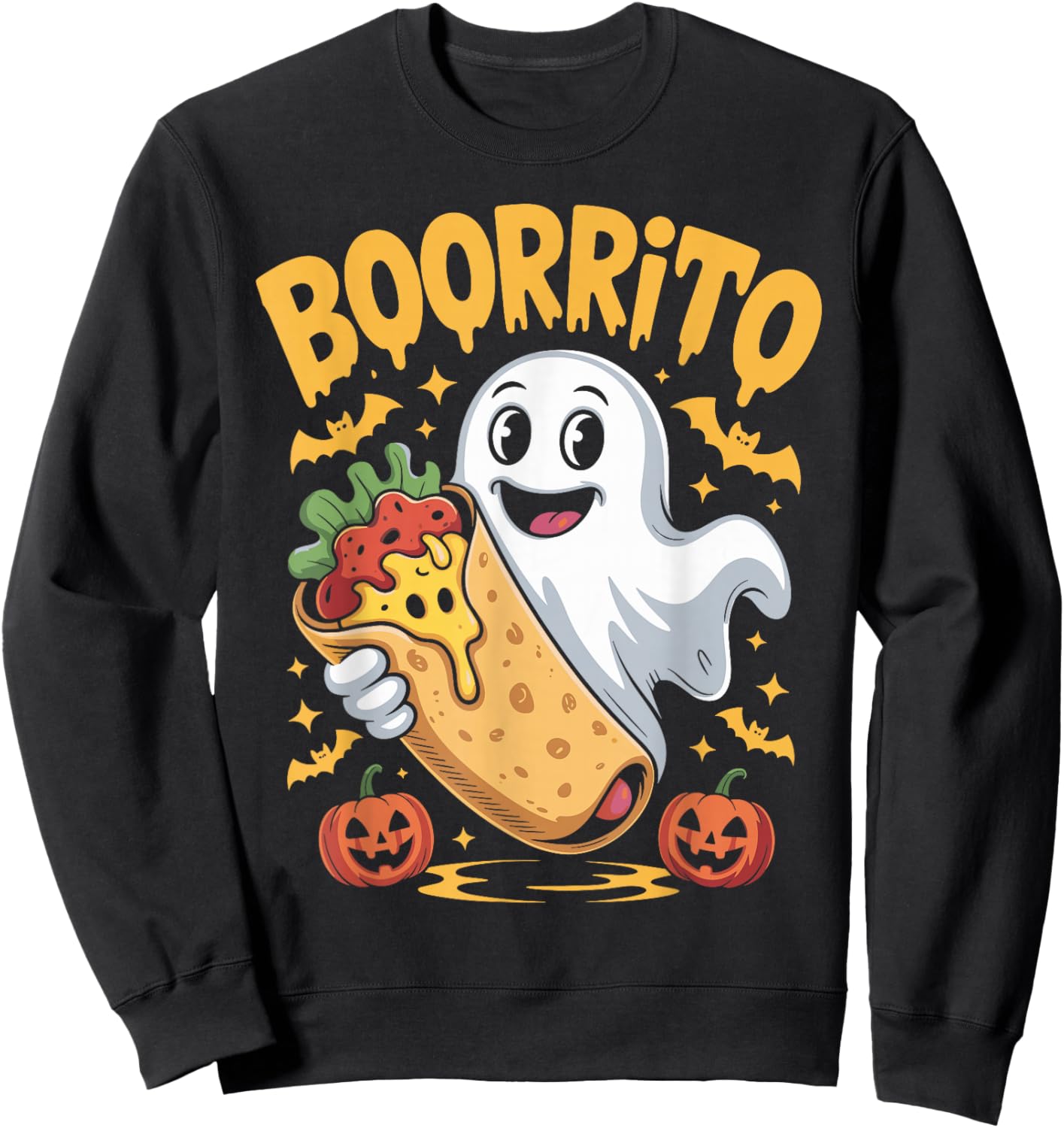 Boorrito Funny Boo Spooky Ghost Burrito Halloween Costume Sweatshirt - Sweatshirt | Black