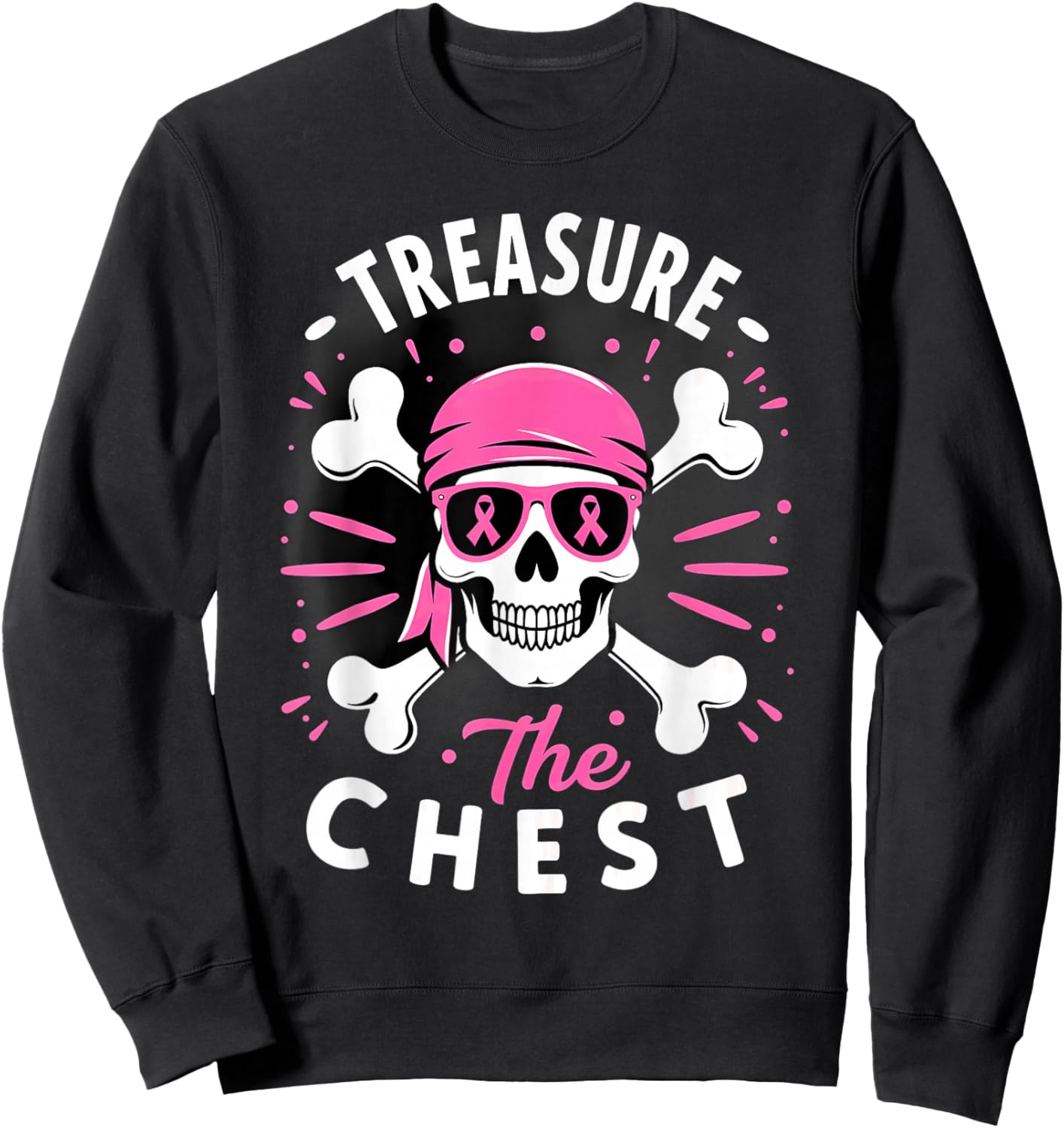 Breast Cancer Awareness Pirate Treasure the Chest Sweatshirt - Sweatshirt | Black
