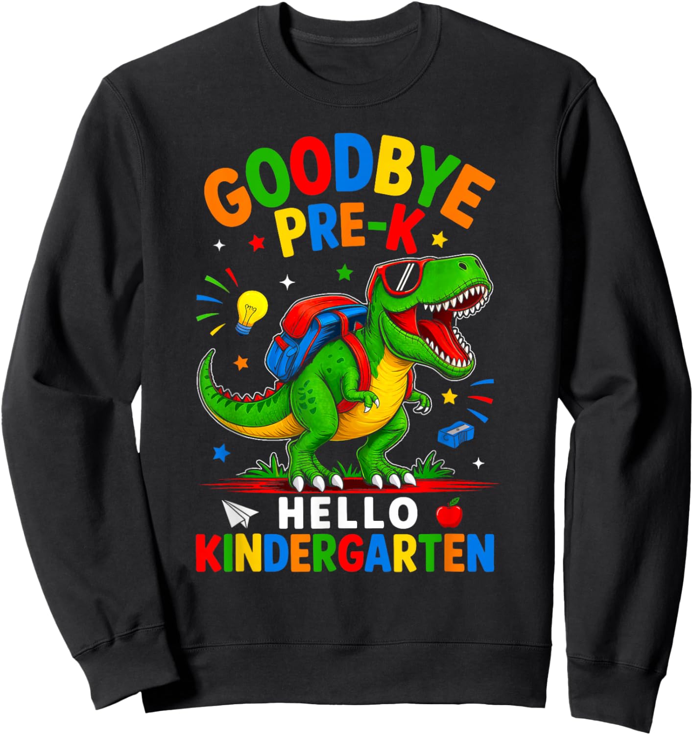Goodbye Pre-K Hello Kindergarten Graduation Dinosaur Boys Sweatshirt - Sweatshirt | Black