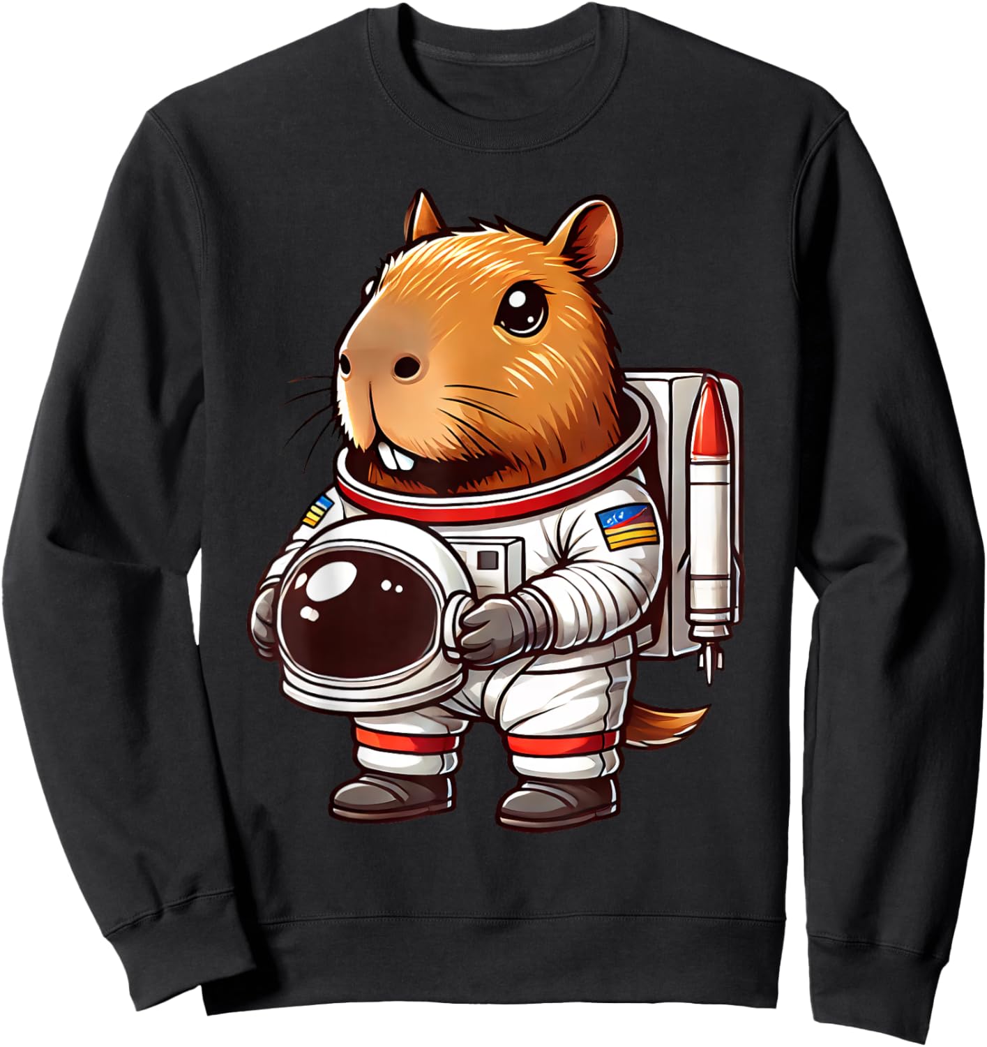 Funny Capybara Astronaut Space Men Women Kids Sweatshirt - Sweatshirt | Black