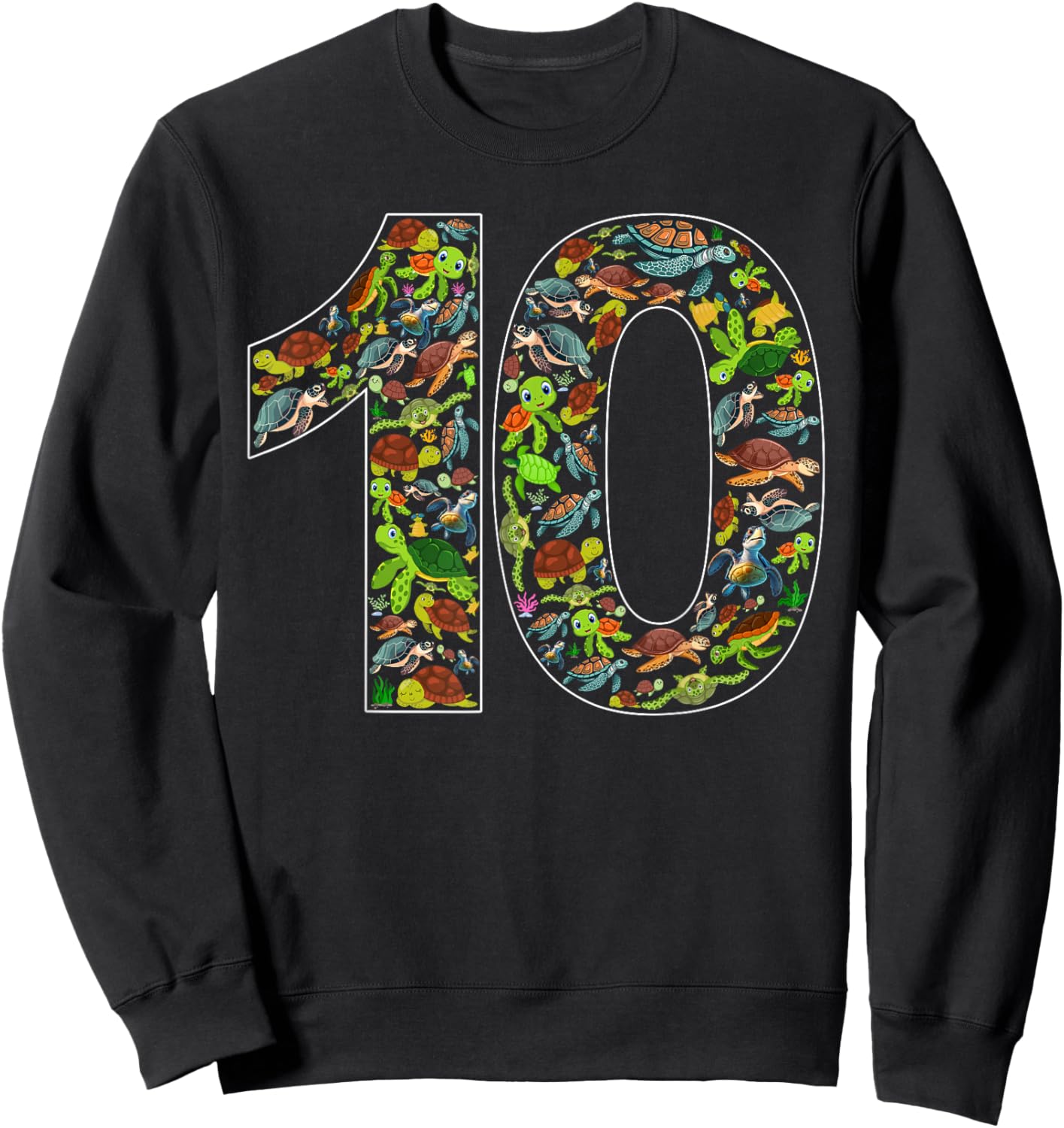 10th Birthday Sea Turtle Themed 10 Year Old Bday Boys Girls Sweatshirt - Sweatshirt | Black