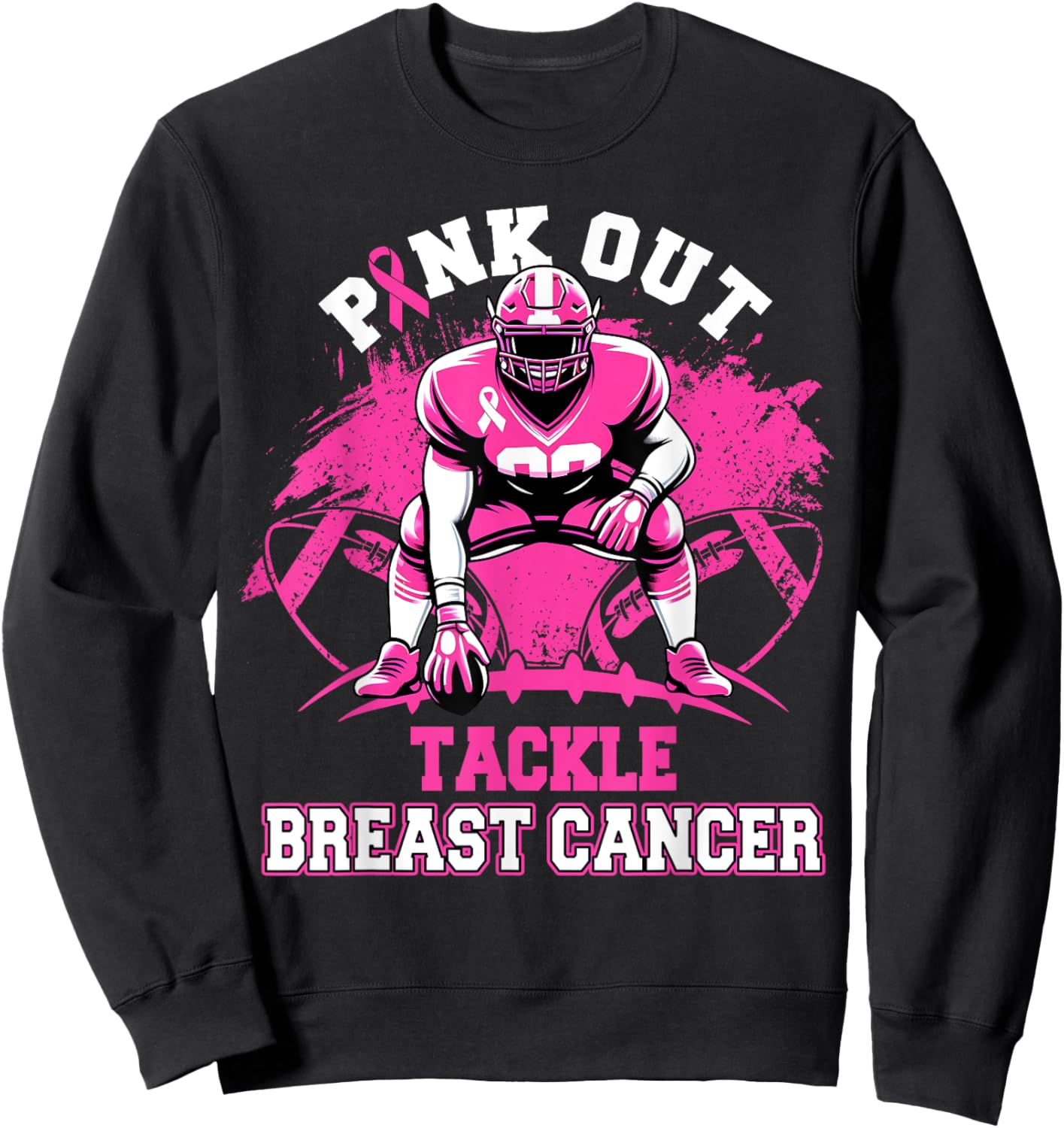 Pink Out Tackle Breast Cancer Awareness American Football Sweatshirt - Sweatshirt | Black