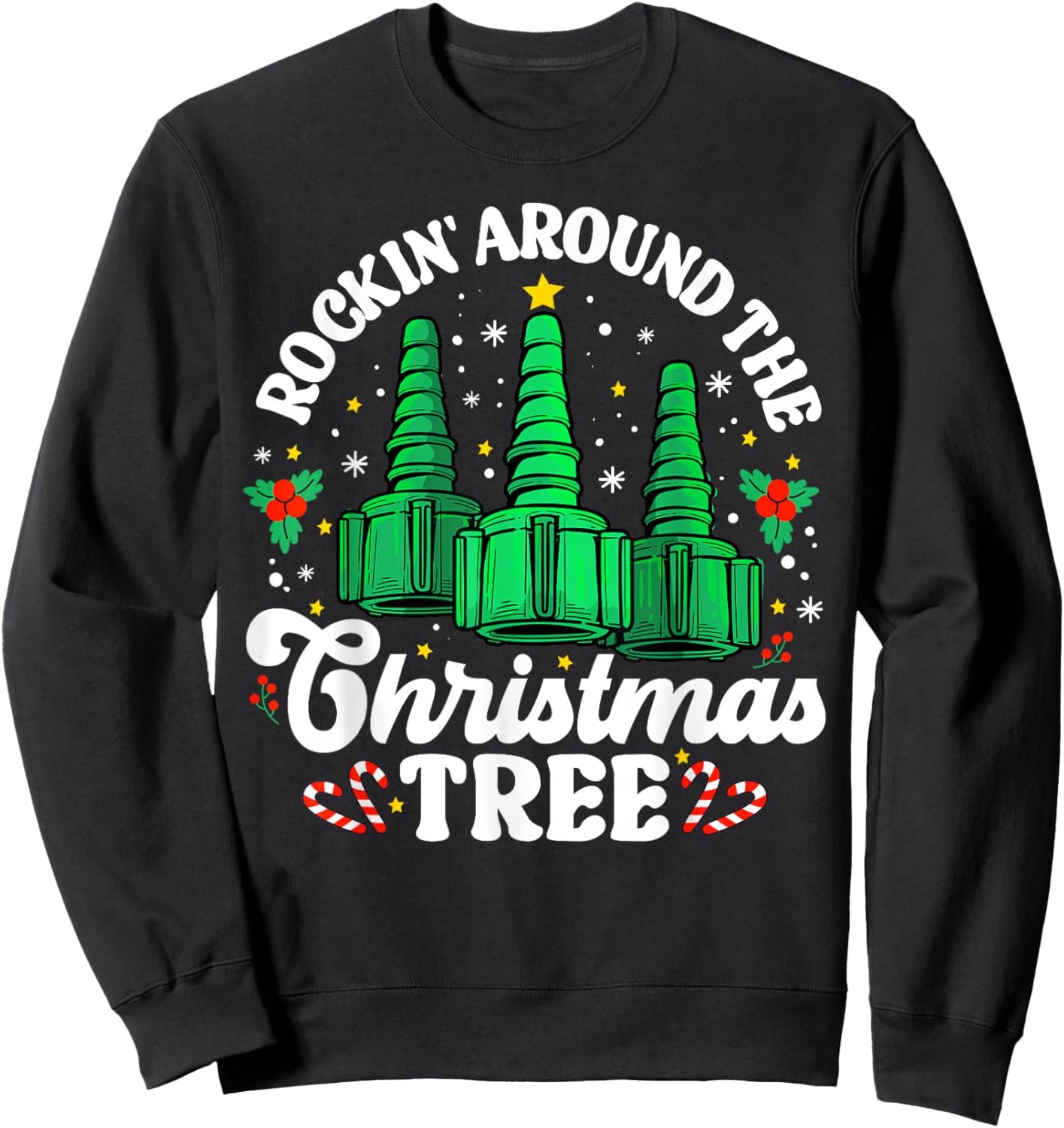 Rockin' Around The Christmas Tree Respiratory Therapist Lung Sweatshirt - Sweatshirt | Black