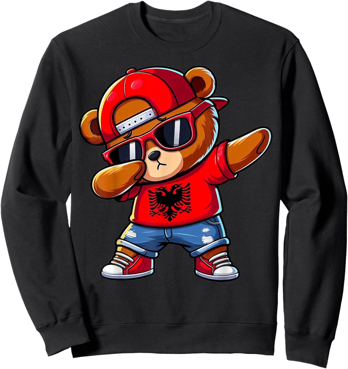 Albanian Bear Albania Dabbing Dab Boys Kids 2024 Sweatshirt - Sweatshirt | Black