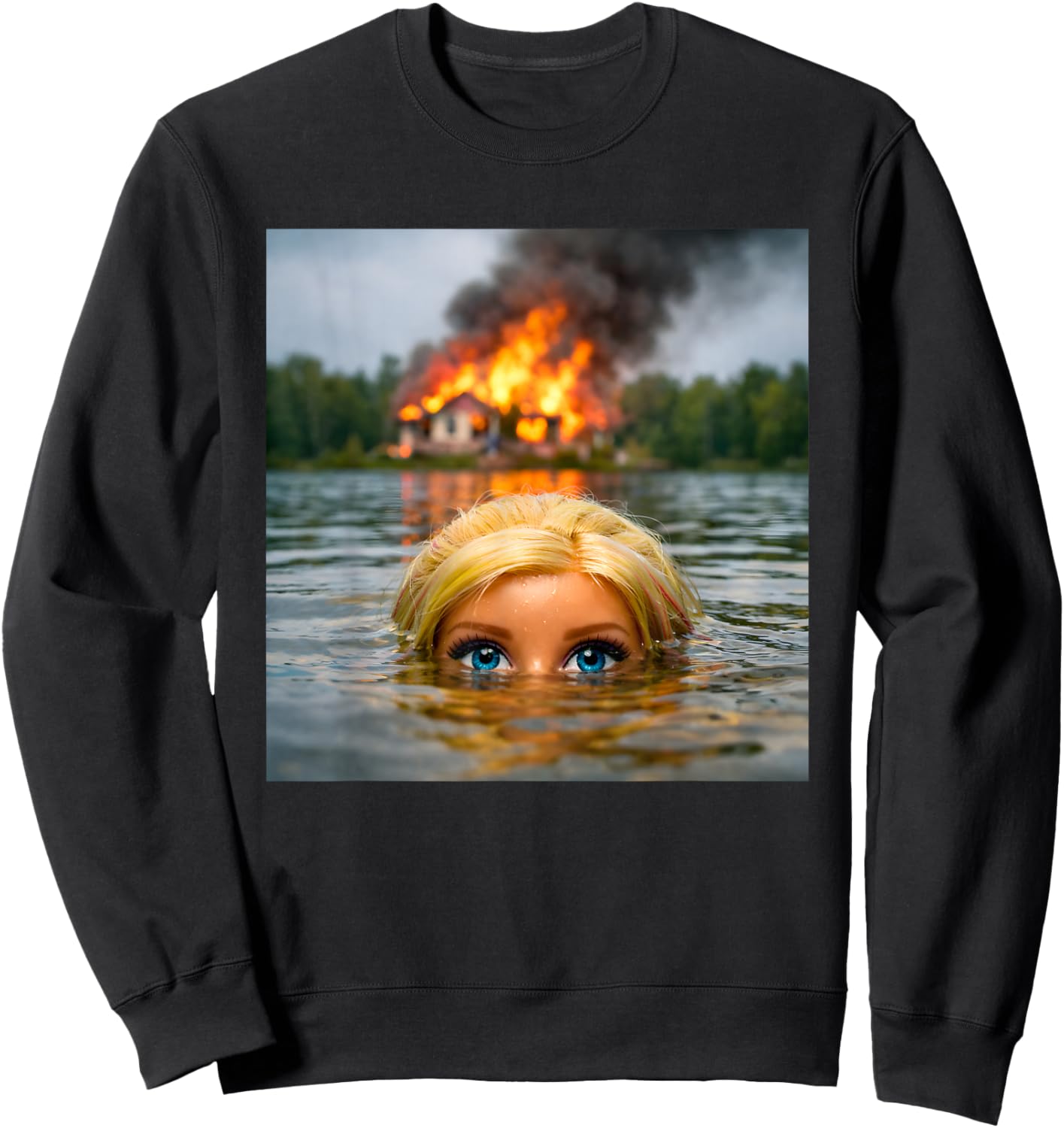 Lustige Puppe Gesicht Kleidung Meme Frauen Männer Vintage Schwimmen Sweatshirt - Sweatshirt | Black
