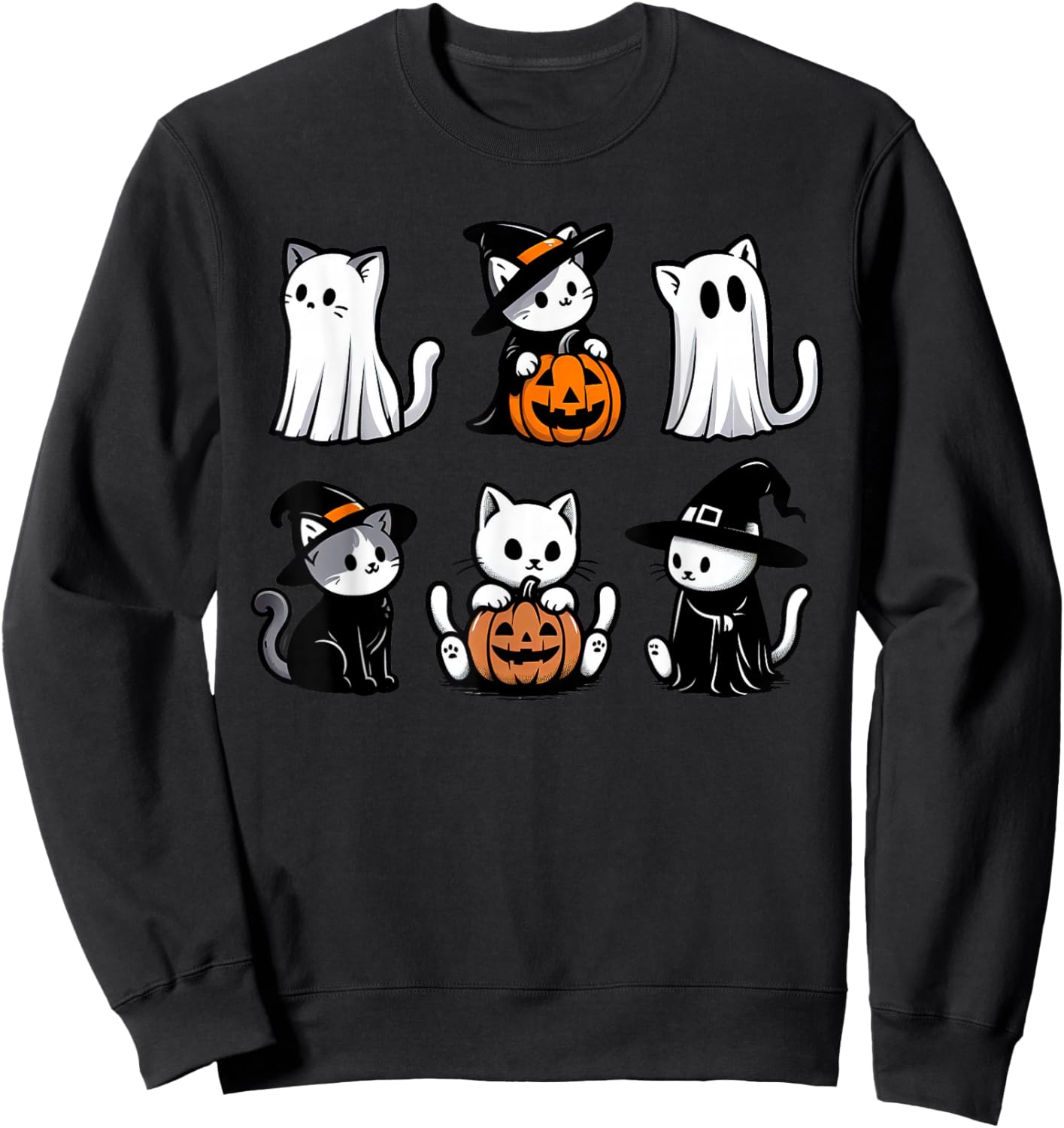 Funny Ghost Cat Funny Halloween Spooky Funny Boo Cat Lover Sweatshirt - Sweatshirt | Black
