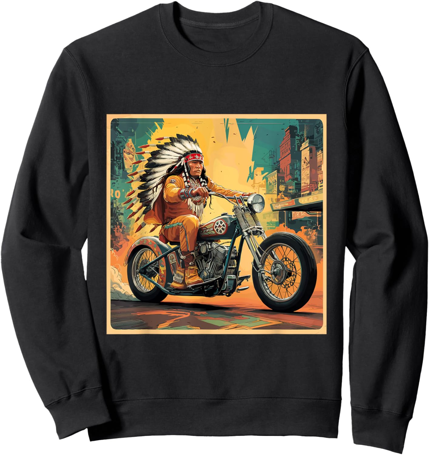 Vintage American Motorcycle Indian Men's Riding Old Biker Sweatshirt - Sweatshirt | Black