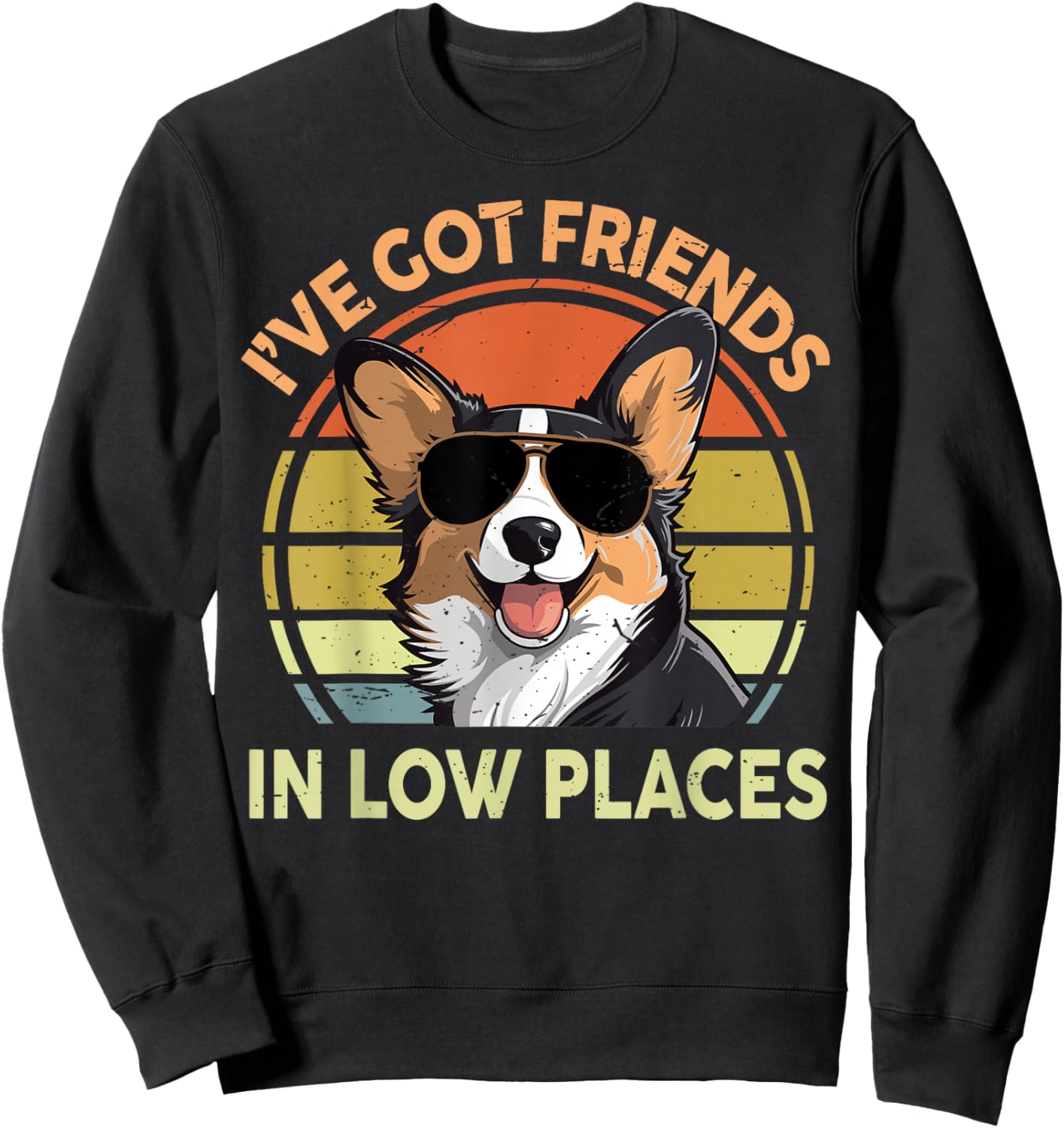 Funny Corgi I've Got Friends Low Places Corgi Gift Lover Sweatshirt - Sweatshirt | Black