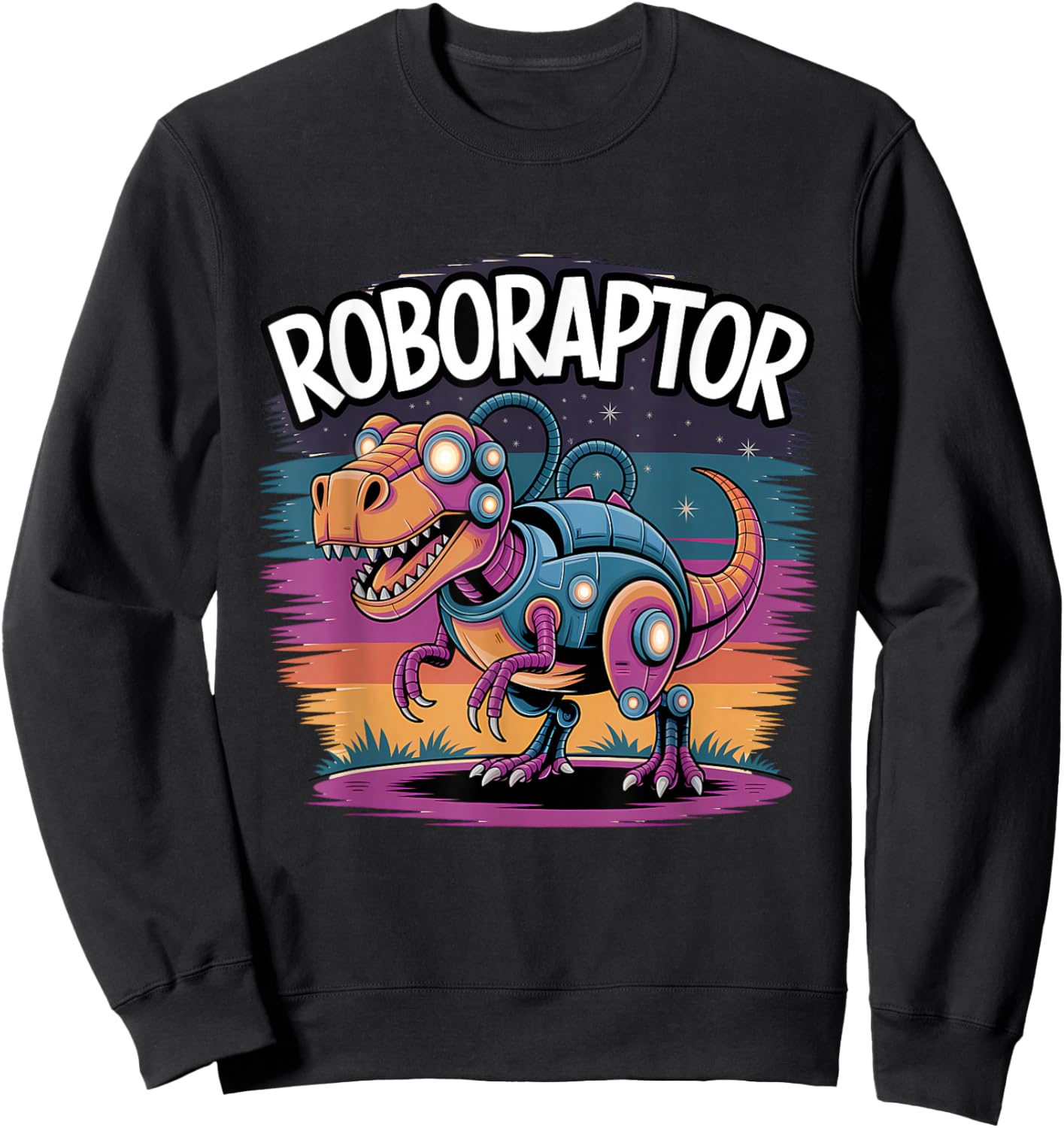Robot Dinosaur T-Rex Dino Funny Robotics Engineer Sweatshirt - Sweatshirt | Black