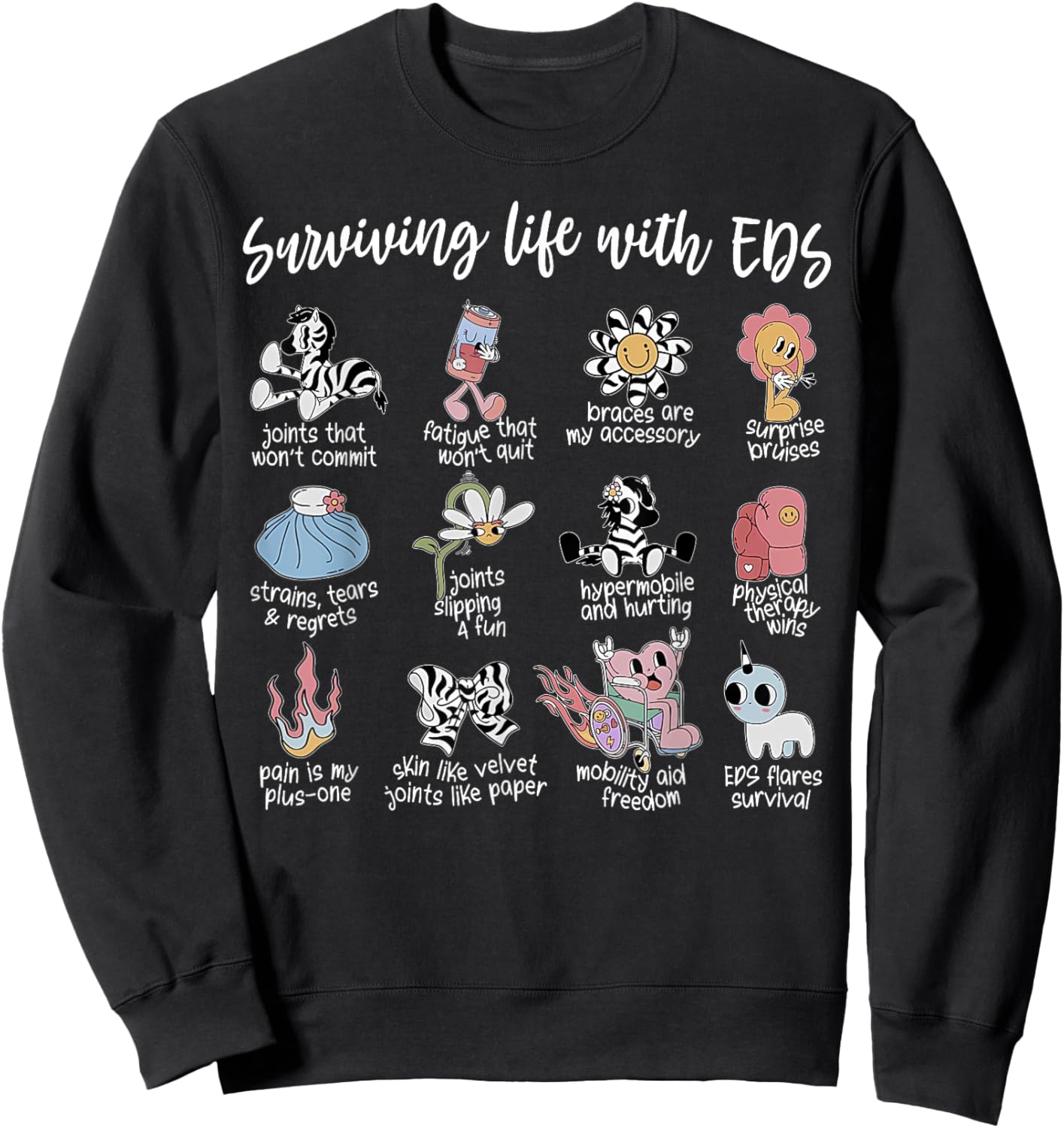 Surviving With EDS Awareness Ehlers Danlos Syndrome Sweatshirt - Sweatshirt | Black