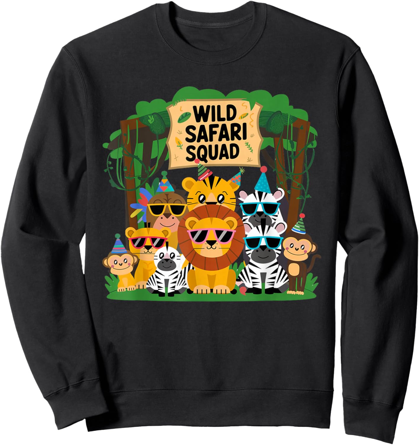 Safari Squad Party for Kids Birthday Sweatshirt - Sweatshirt | Black