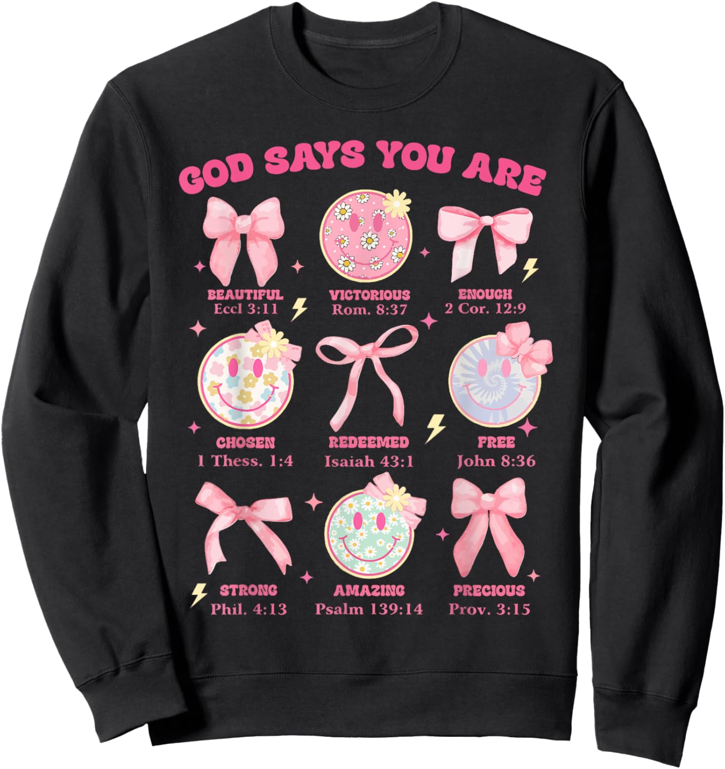 Funny God Says You Are Strong Loved Worthy Enough Sweatshirt - Sweatshirt | Black