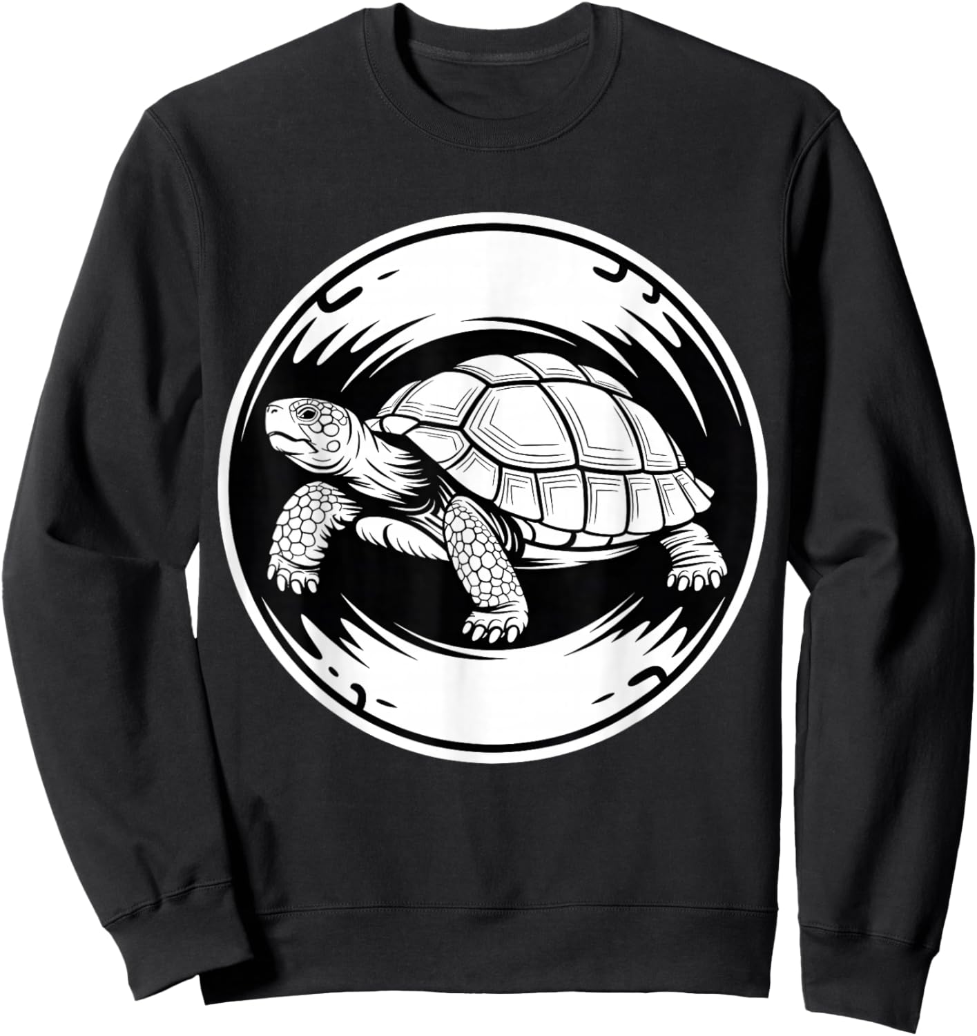 Tortoise Illustration Bold Reptile Art Style Sweatshirt - Sweatshirt | Black