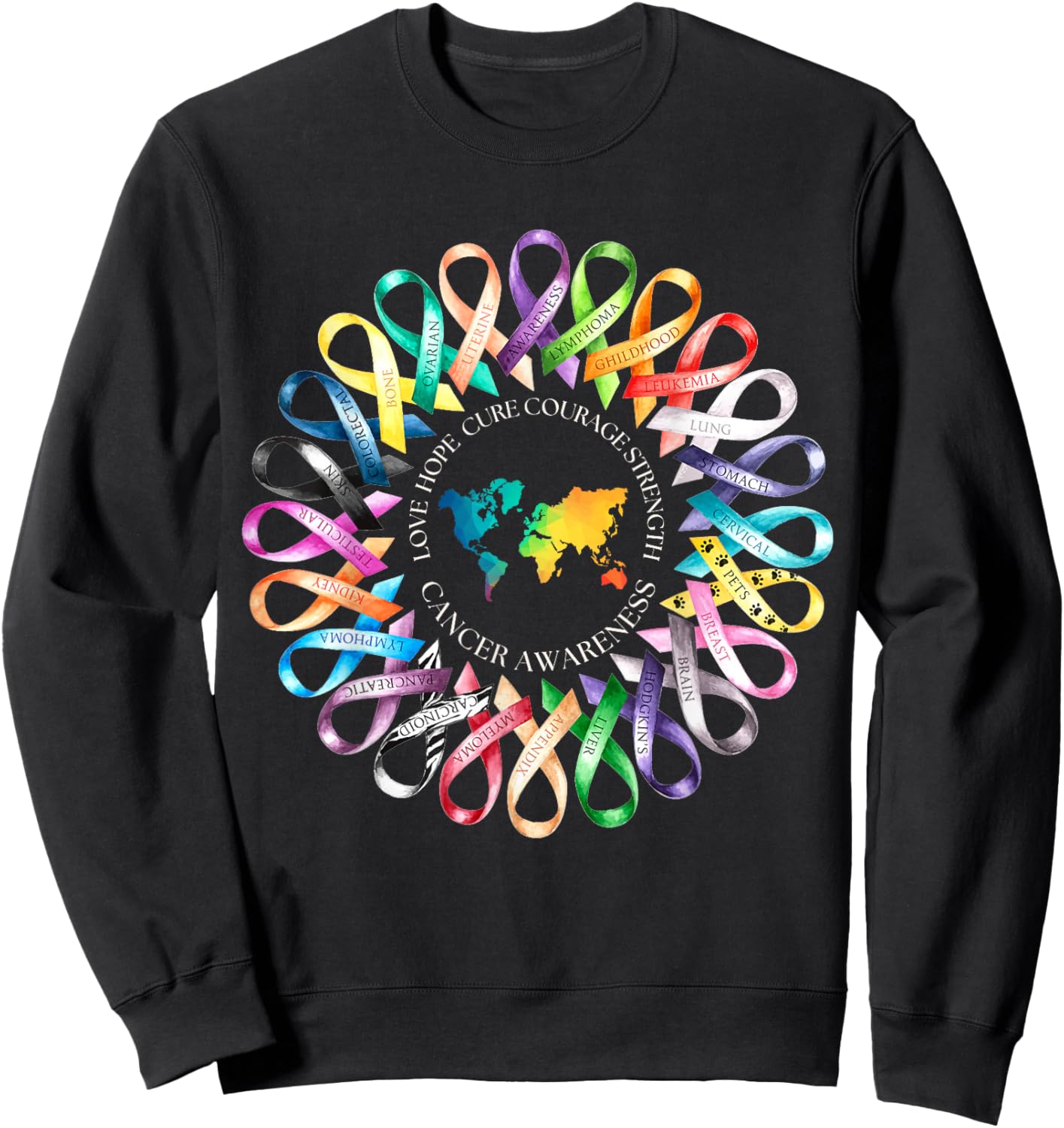 All Cancer Matters Survivors Awareness Fight Ribbon Support Sweatshirt - Sweatshirt | Black