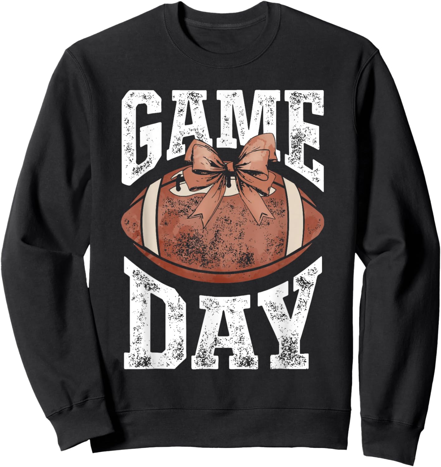 Game Day Football Season Football Bow Girls Women Sweatshirt - Sweatshirt | Black
