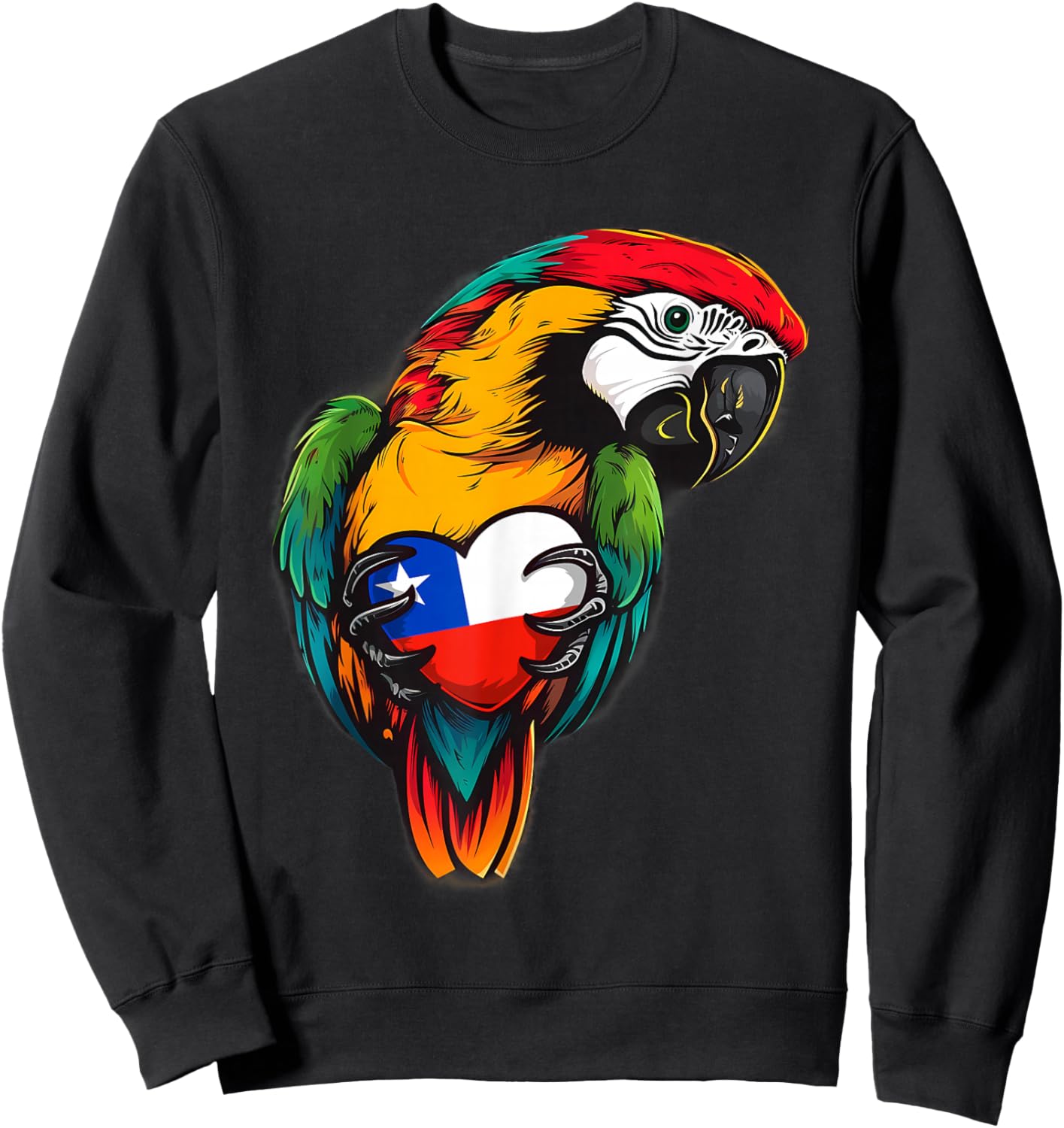 Chile Flag Heart Parrot Chilean Pride Chilean Roots Sweatshirt - Sweatshirt | Black