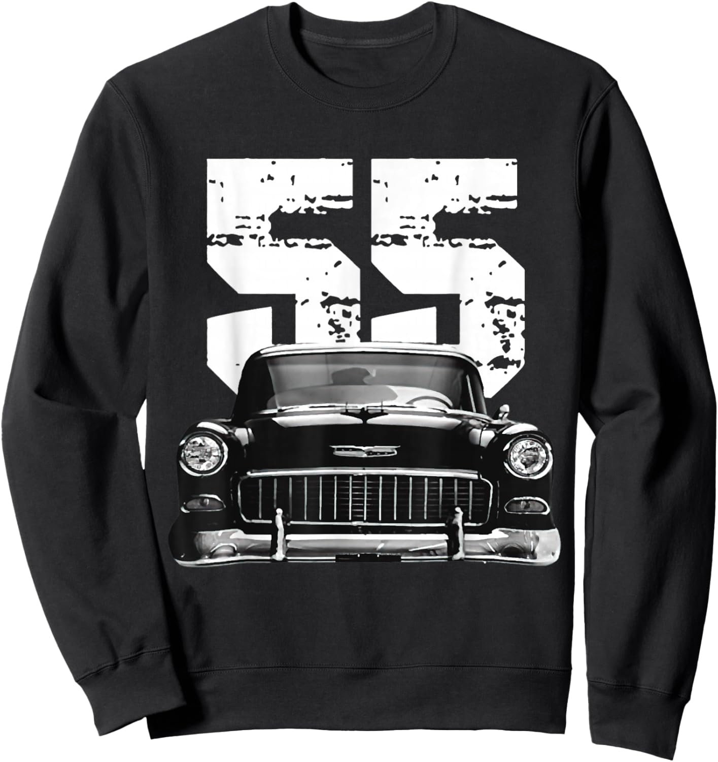 1955 55 Bel air Vintage 50s Silhouette Classic Old Hot Rod Sweatshirt - Sweatshirt | Black