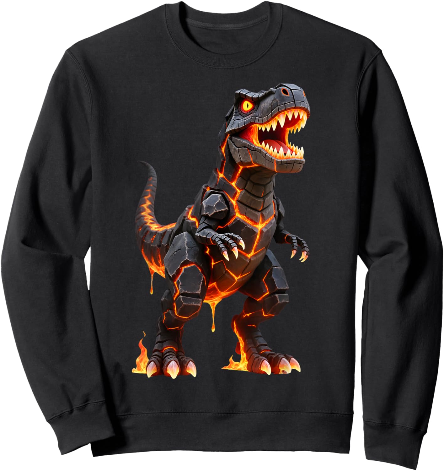 Epic Lava T-Rex Dinosaur Volcano Molten Rock Beast Shirt Sweatshirt - Sweatshirt | Black