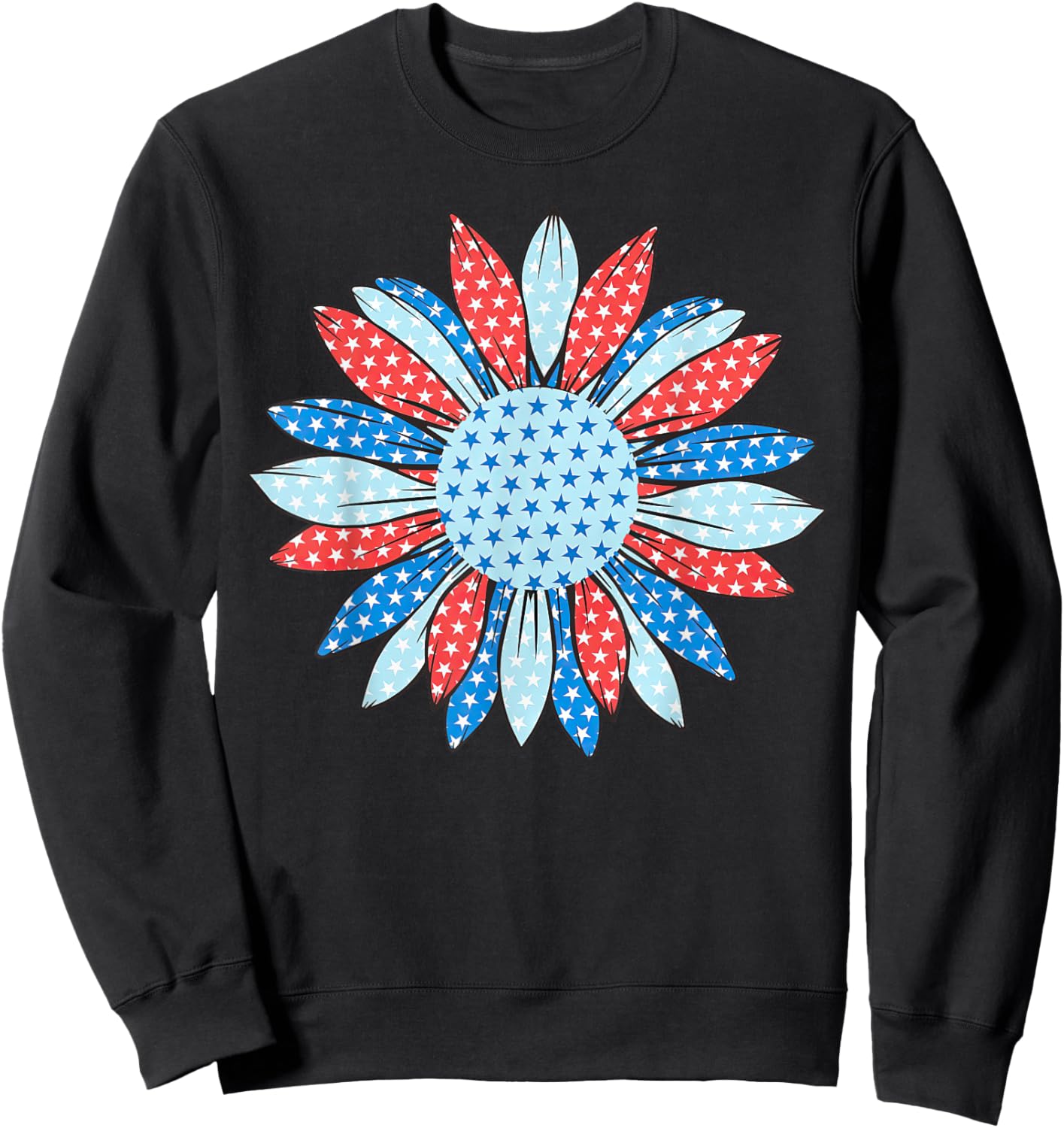 American Flag Sunflower 4th Of July Women Patriotic Sweatshirt - Sweatshirt | Black