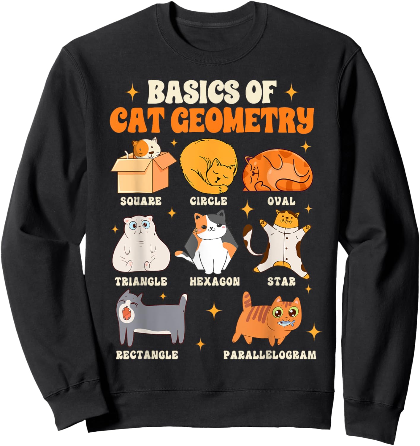 Math Teacher Life Teaching Cat Lover Basics Of Cat Geometry Men Women Sweatshirt - Sweatshirt | Black