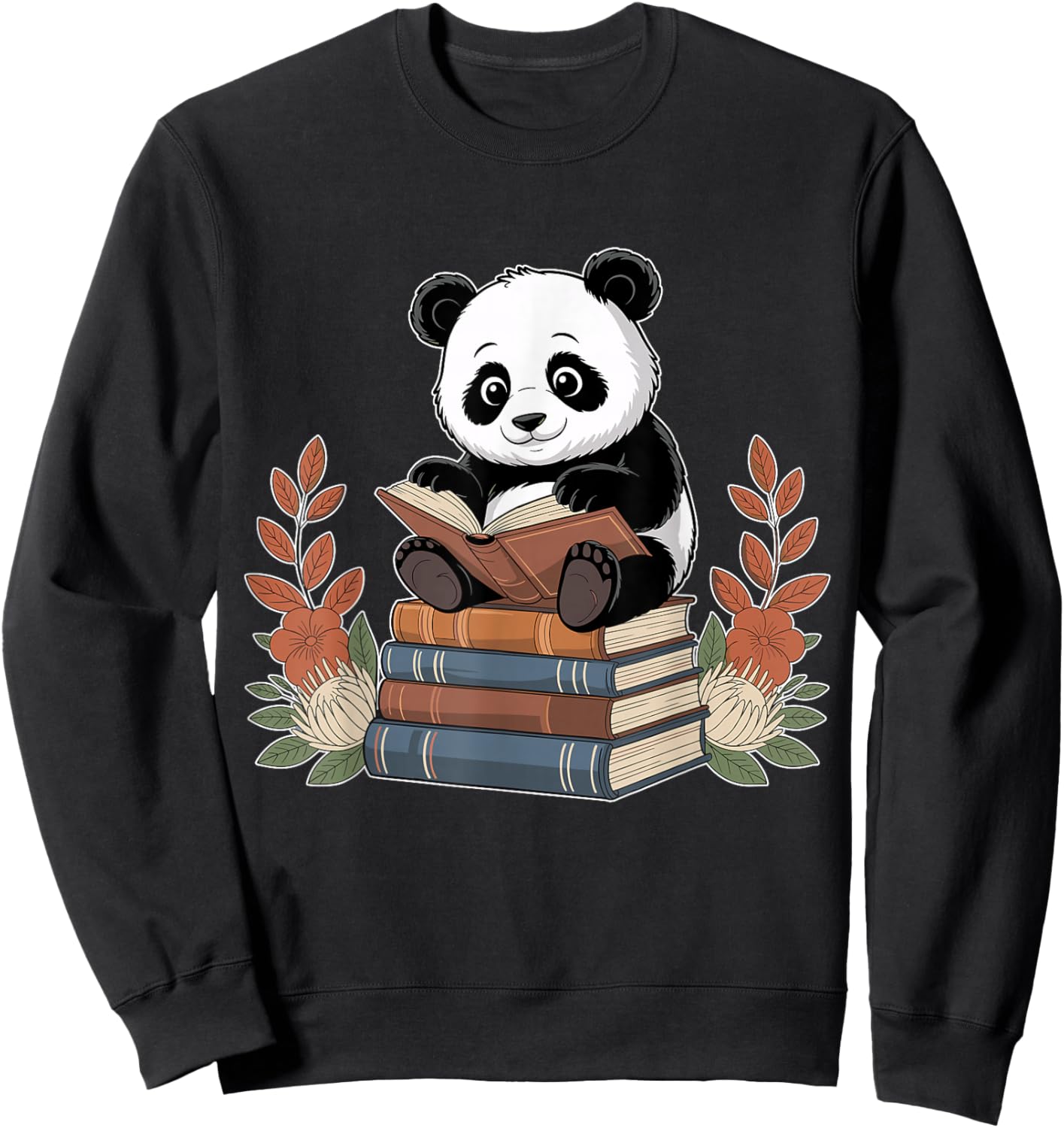 Kawaii Panda Book Lover Reading Books Panda Librarian Sweatshirt - Sweatshirt | Black