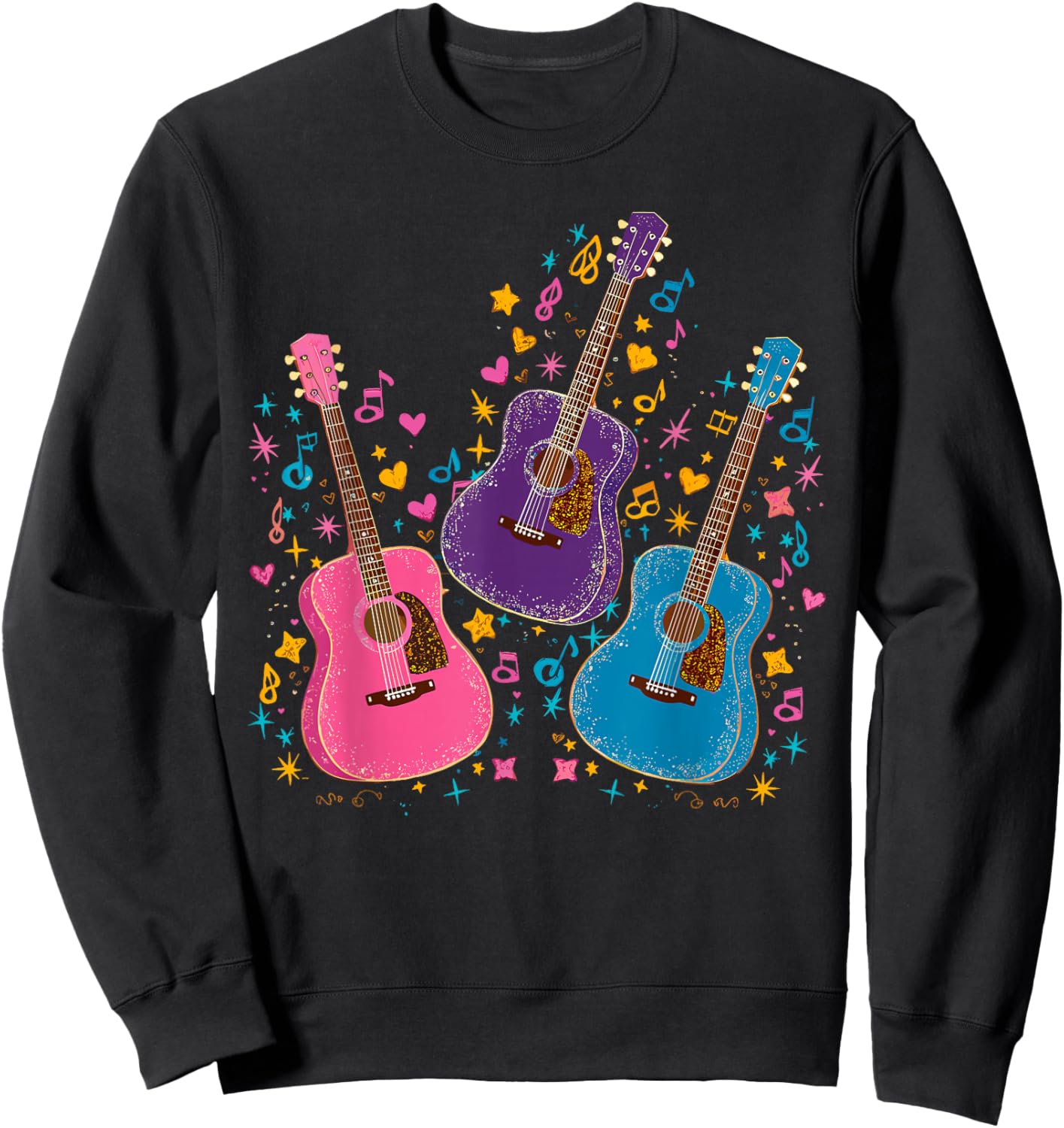 Musical Acoustic Guitars Sweatshirt - Sweatshirt | Black