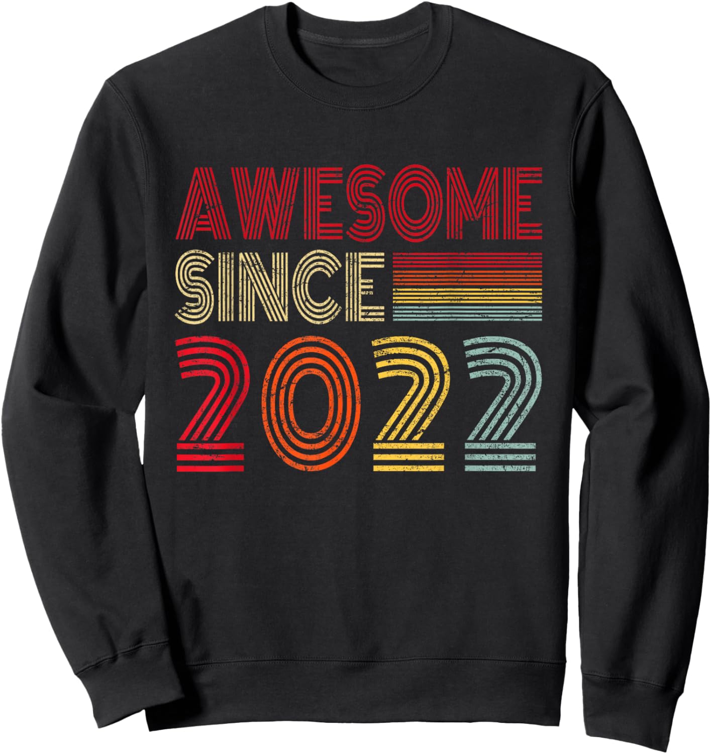 Awesome Since 2022 4th Birthday Retro Vintage Boys Girls Sweatshirt - Sweatshirt | Black