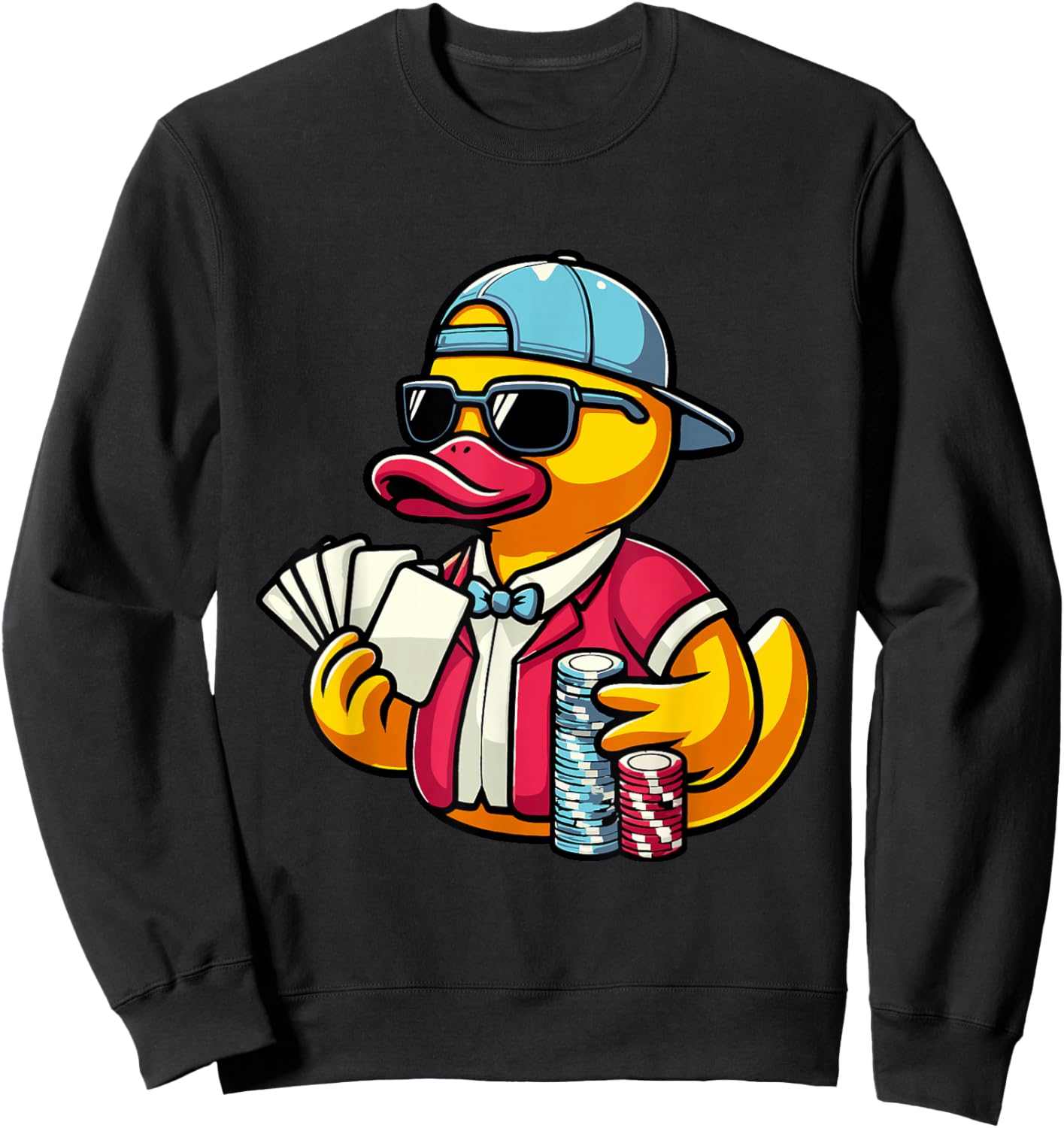 Poker Rubber Duck Playing Cards Gambling Sweatshirt - Sweatshirt | Black
