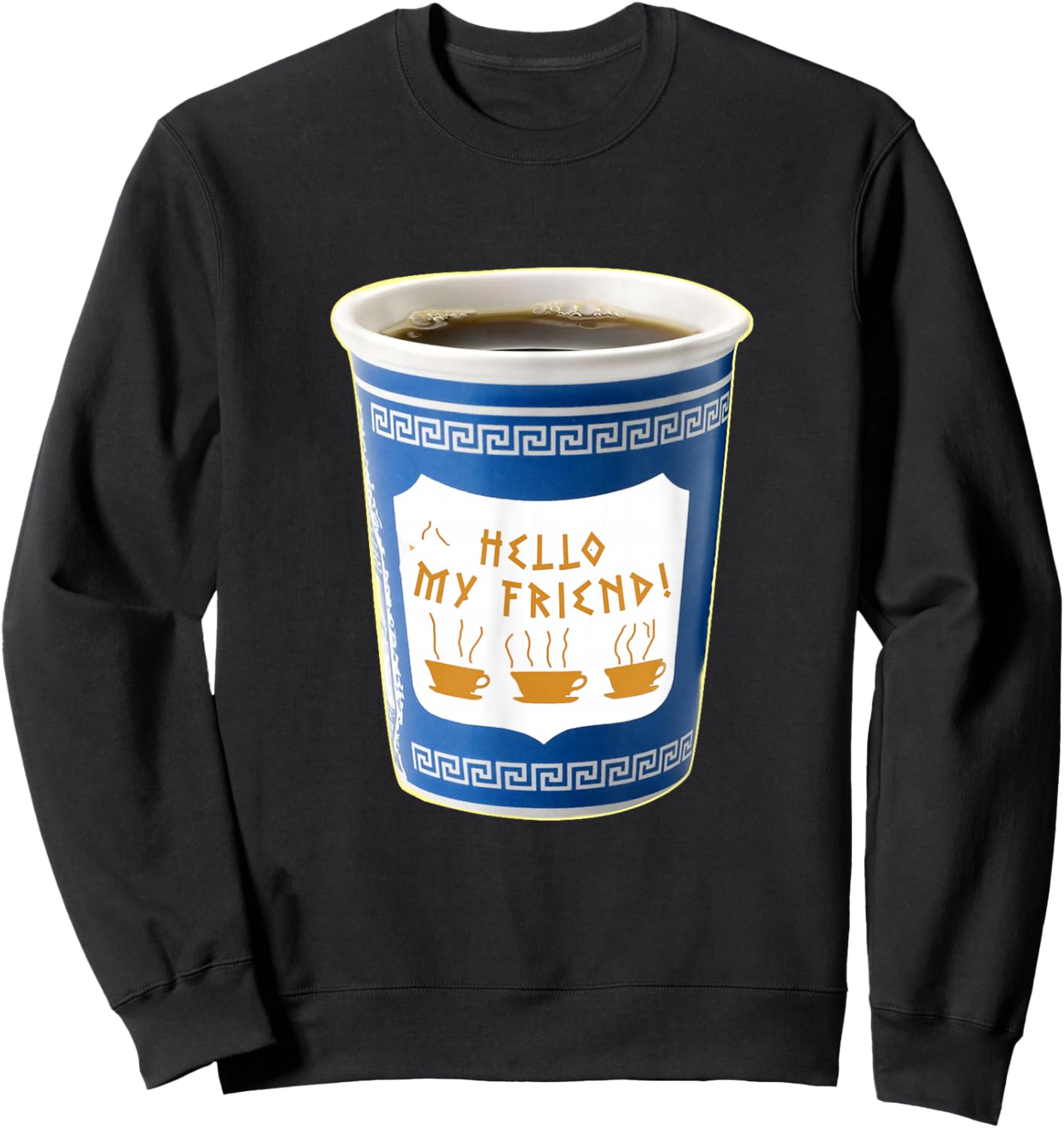 Old School NY New York Hometown Greek Diner Coffee Cup Sweatshirt - Sweatshirt | Black