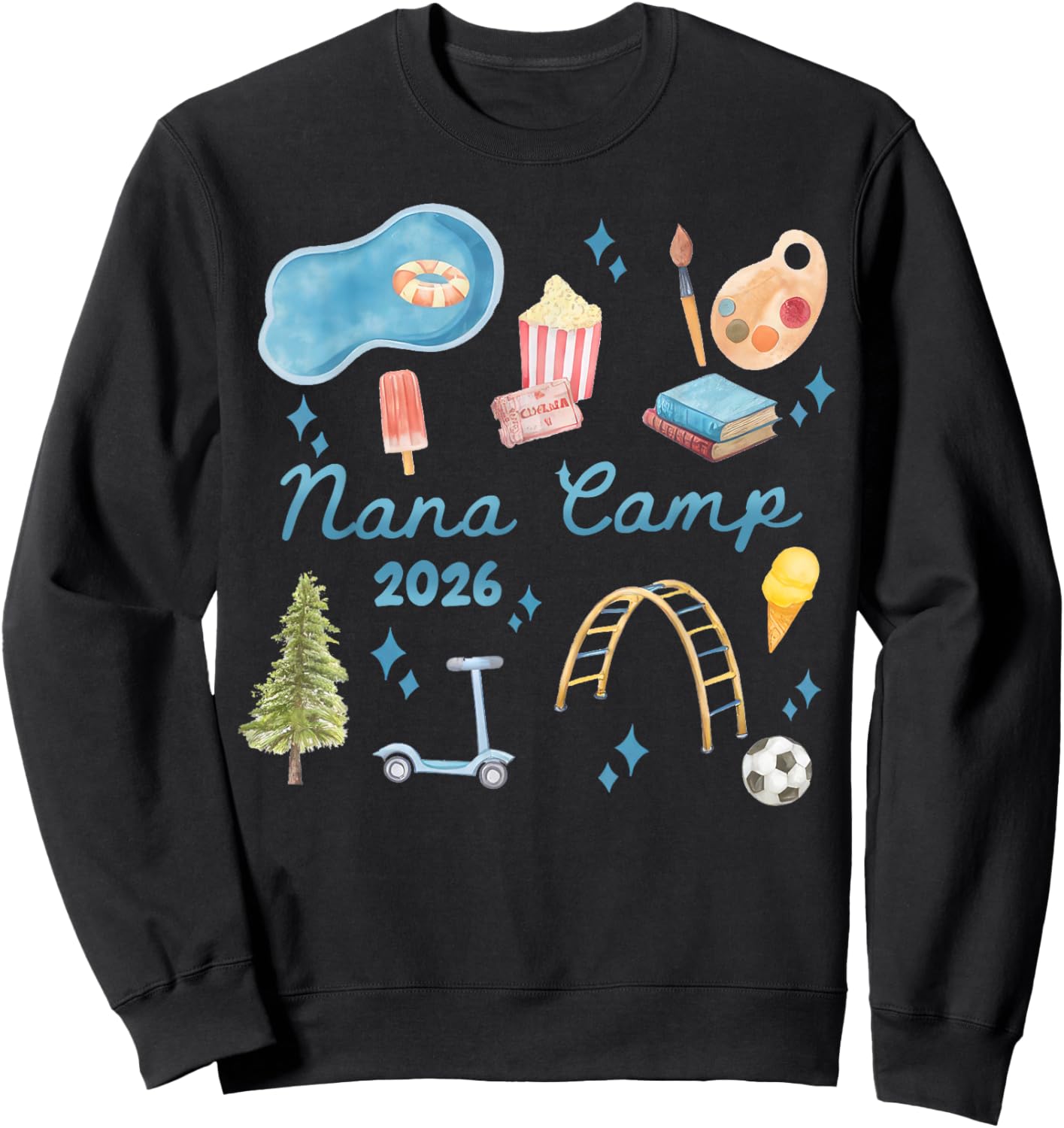 Nana Camp 2026 Family Vacation Summer Camping Crew Kids Sweatshirt - Sweatshirt | Black