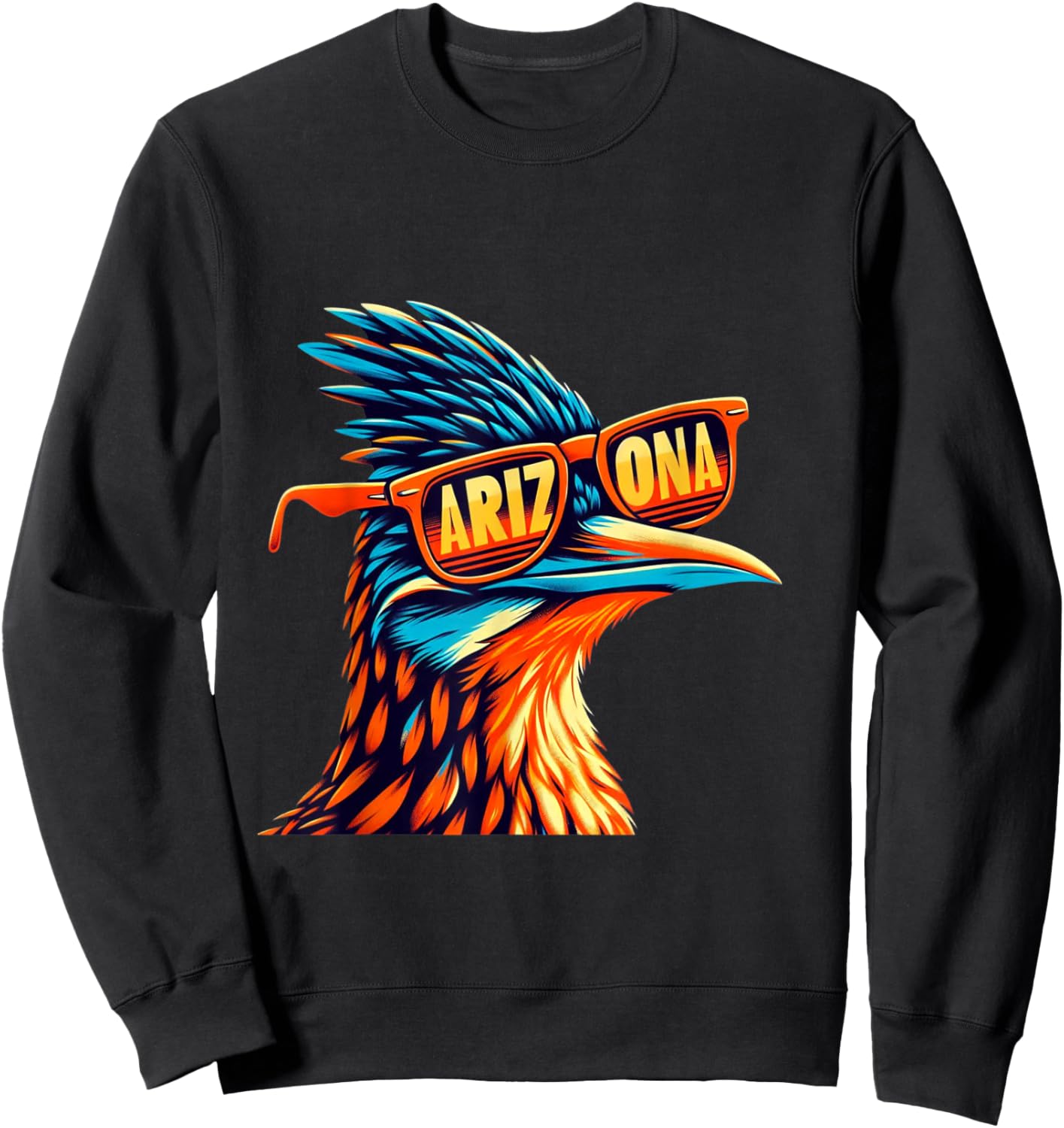 Arizona Roadrunner in Retro Sunglasses Southwest Desert Bird Sweatshirt - Sweatshirt | Black