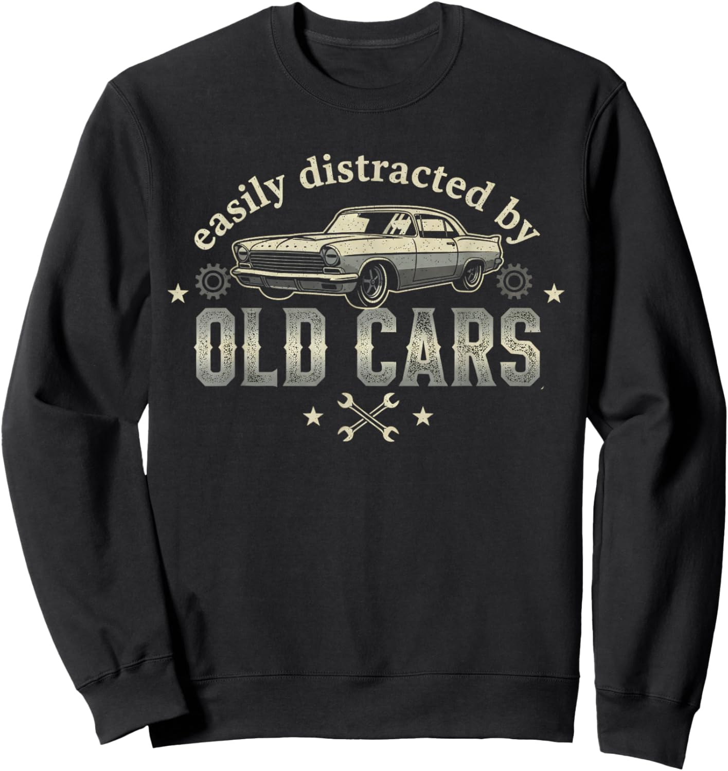 Easily Distrackted by Old Cars Classic Car Guy Sweatshirt - Sweatshirt | Black