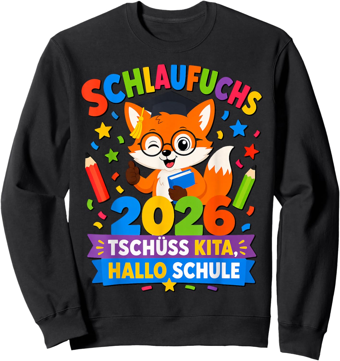 Schlaufuchs 2026 Kita Abgänger Kinder Sweatshirt - Sweatshirt | Black