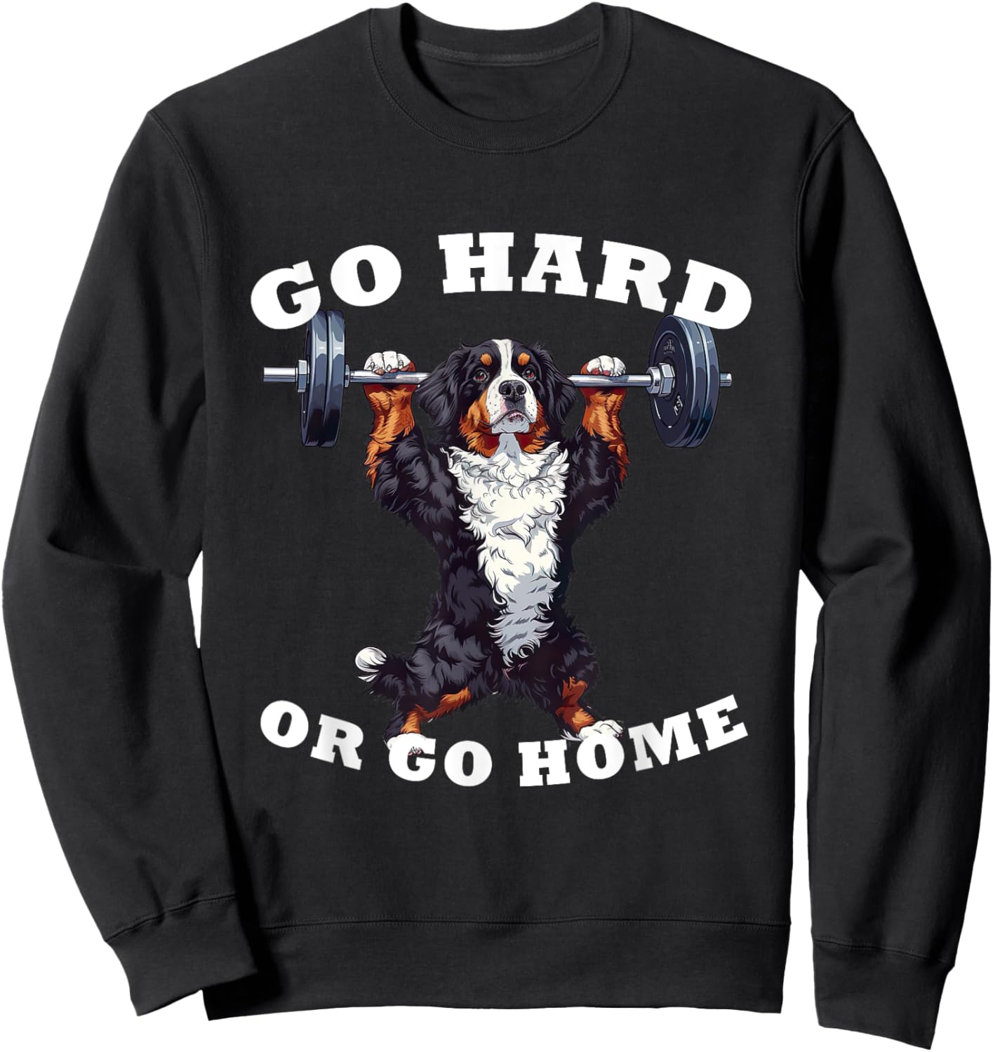Pumping Weight Lifting Funny Bernese Mountain Dog Sweatshirt - Sweatshirt | Black