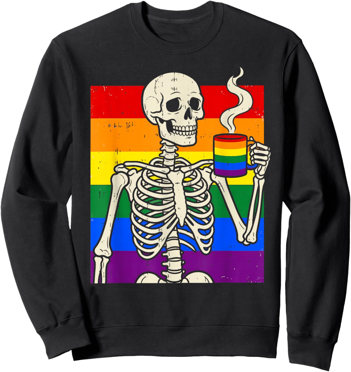 Funny Skeleton Pride Gay Skull Pride Gift Sweatshirt - Sweatshirt | Black