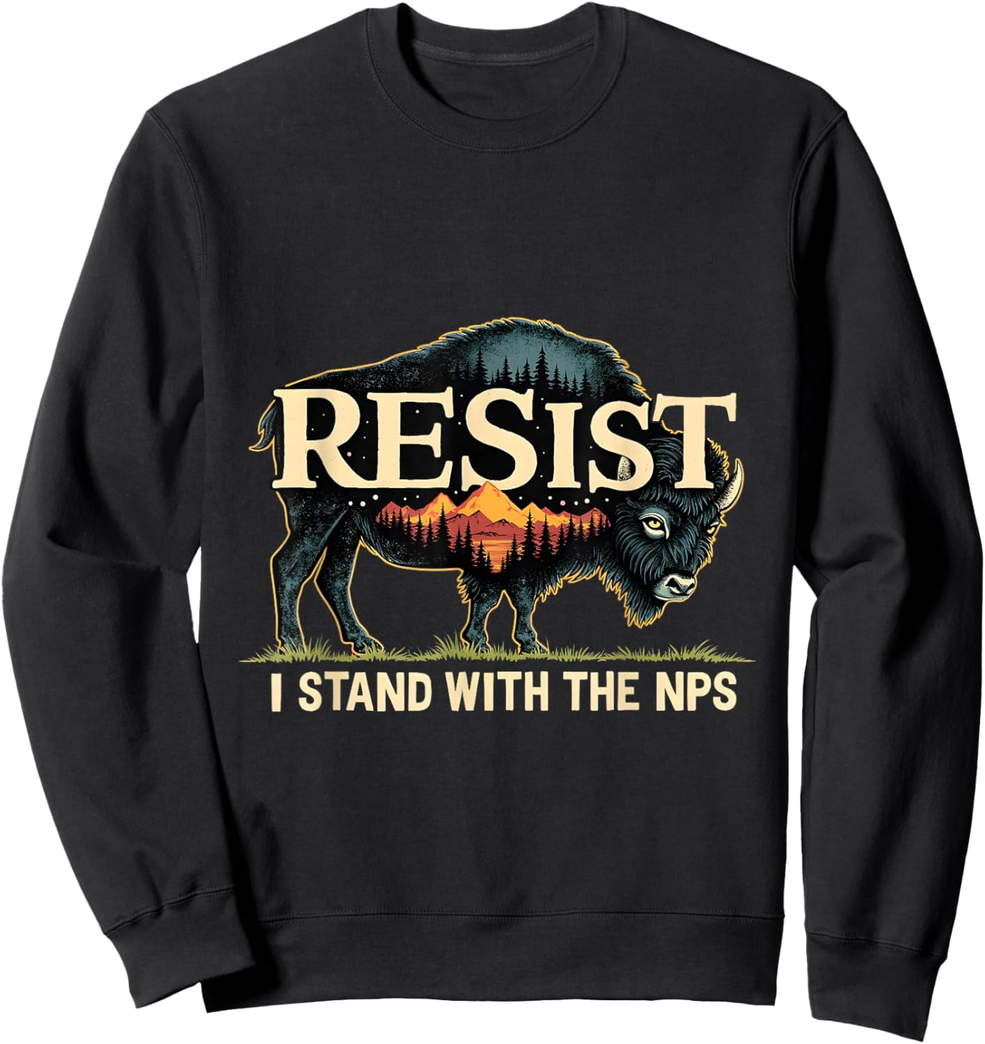 Resist Buffalo US National Park Conservation Sweatshirt - Sweatshirt | Black