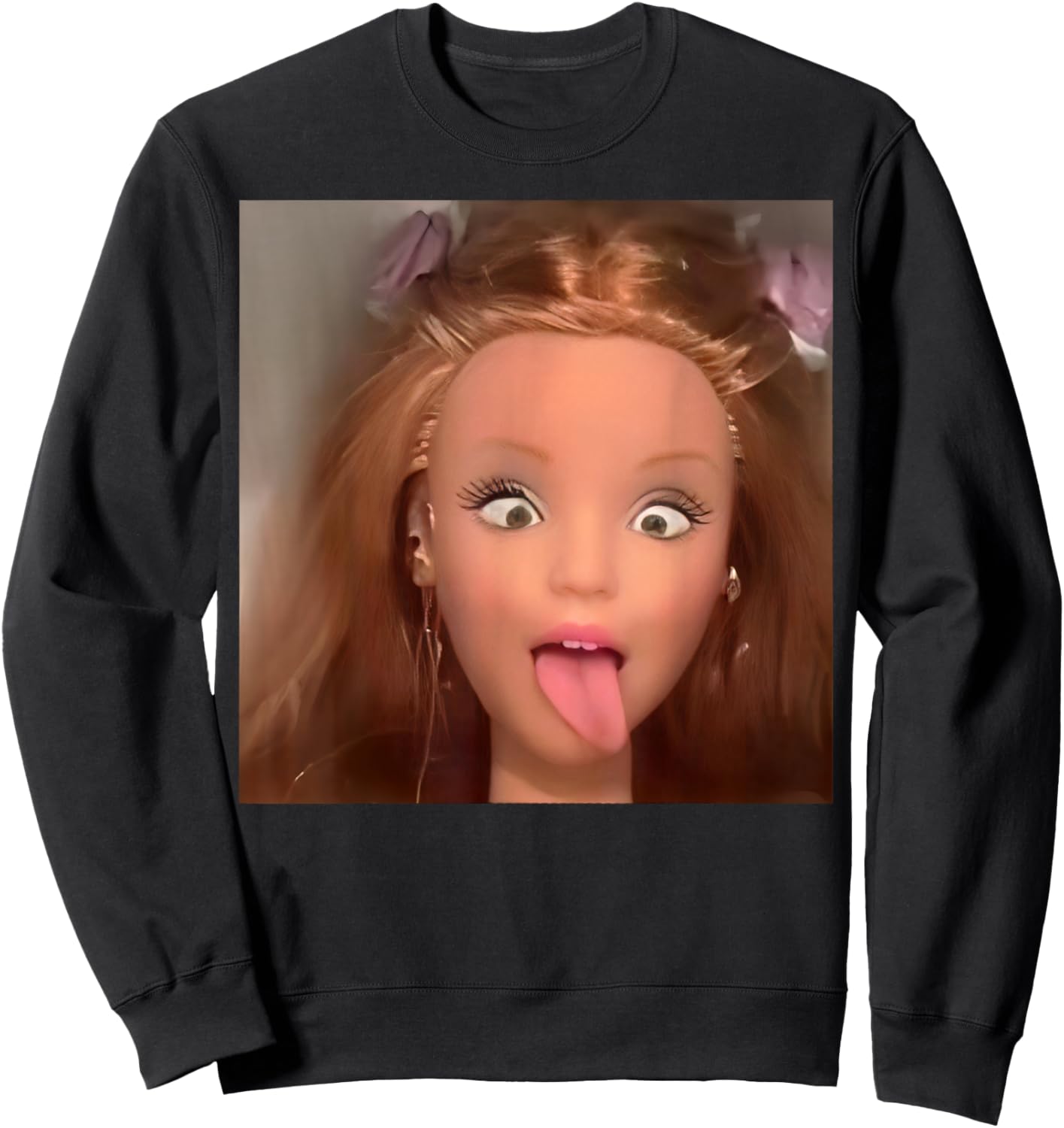 Funny Doll Face Meme Sweatshirt - Sweatshirt | Black