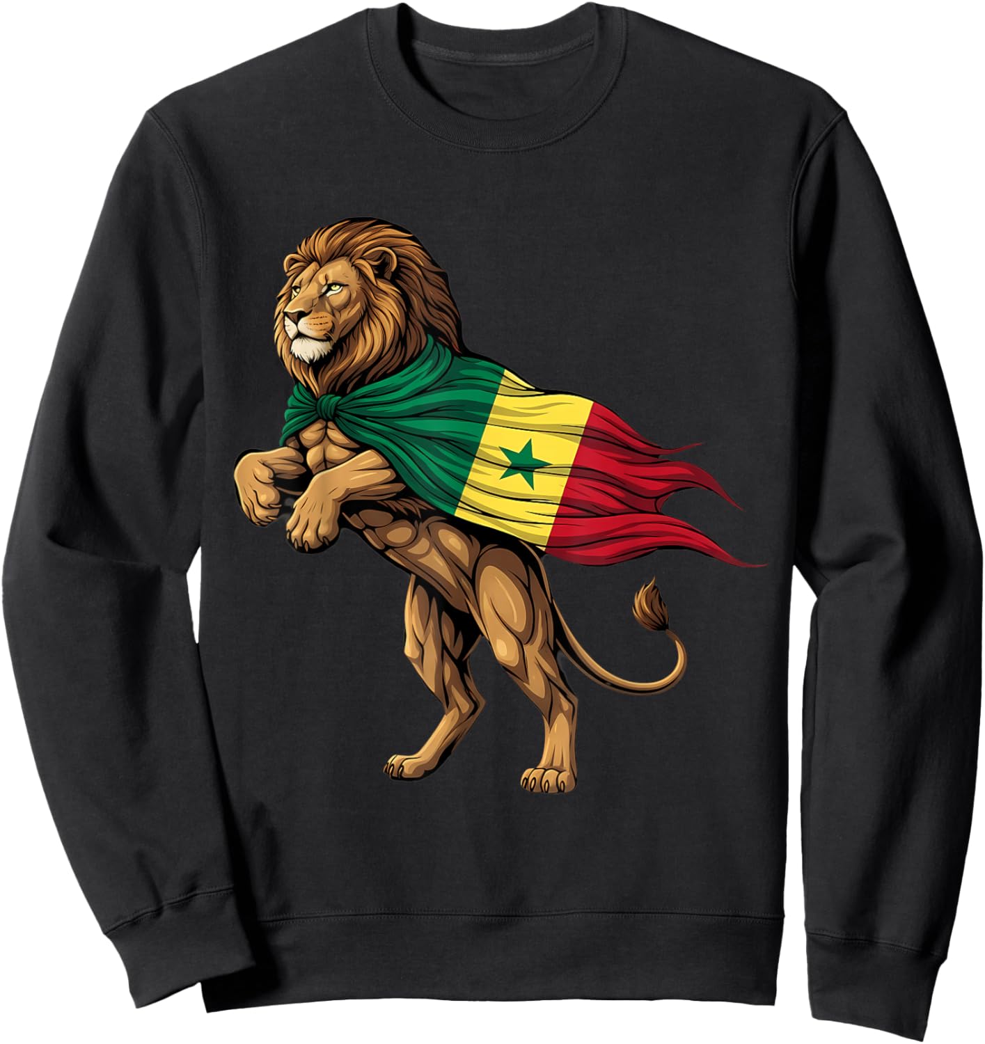 Senegal Flag Lion Senegalese Roots Sweatshirt - Sweatshirt | Black