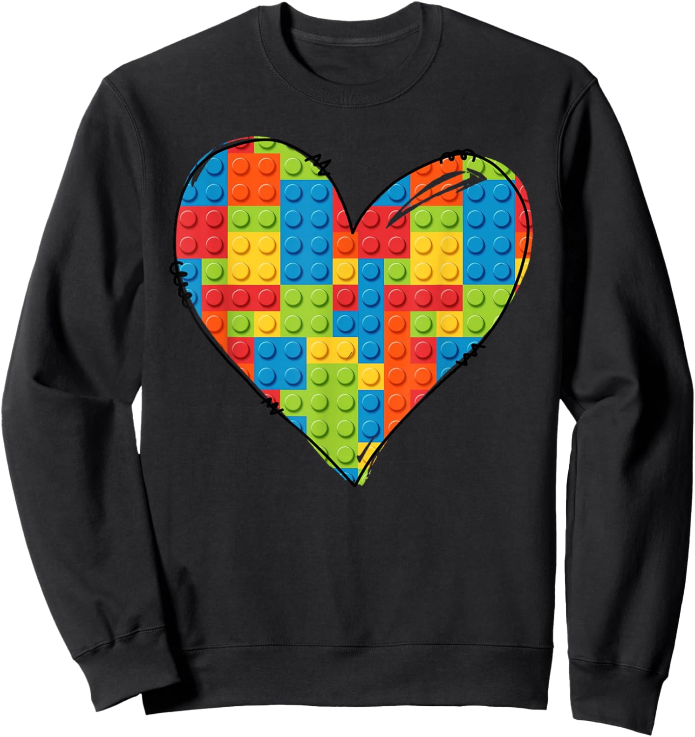 Brick Heart Valentines Day Block Building Master Builder Sweatshirt - Sweatshirt | Black