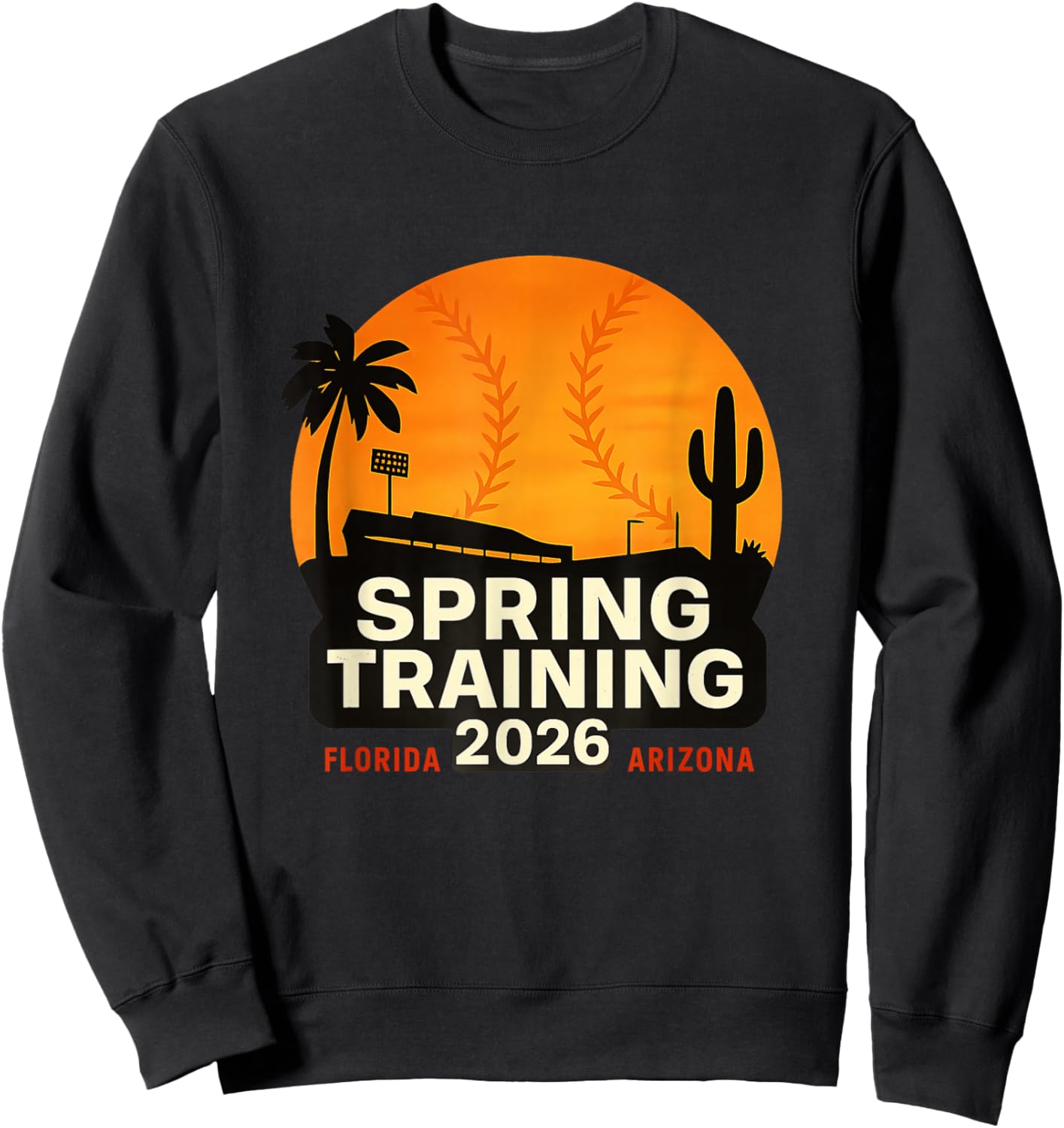 Spring Training 2026 Sunset Graphic Florida & Arizona Base Sweatshirt - Sweatshirt | Black